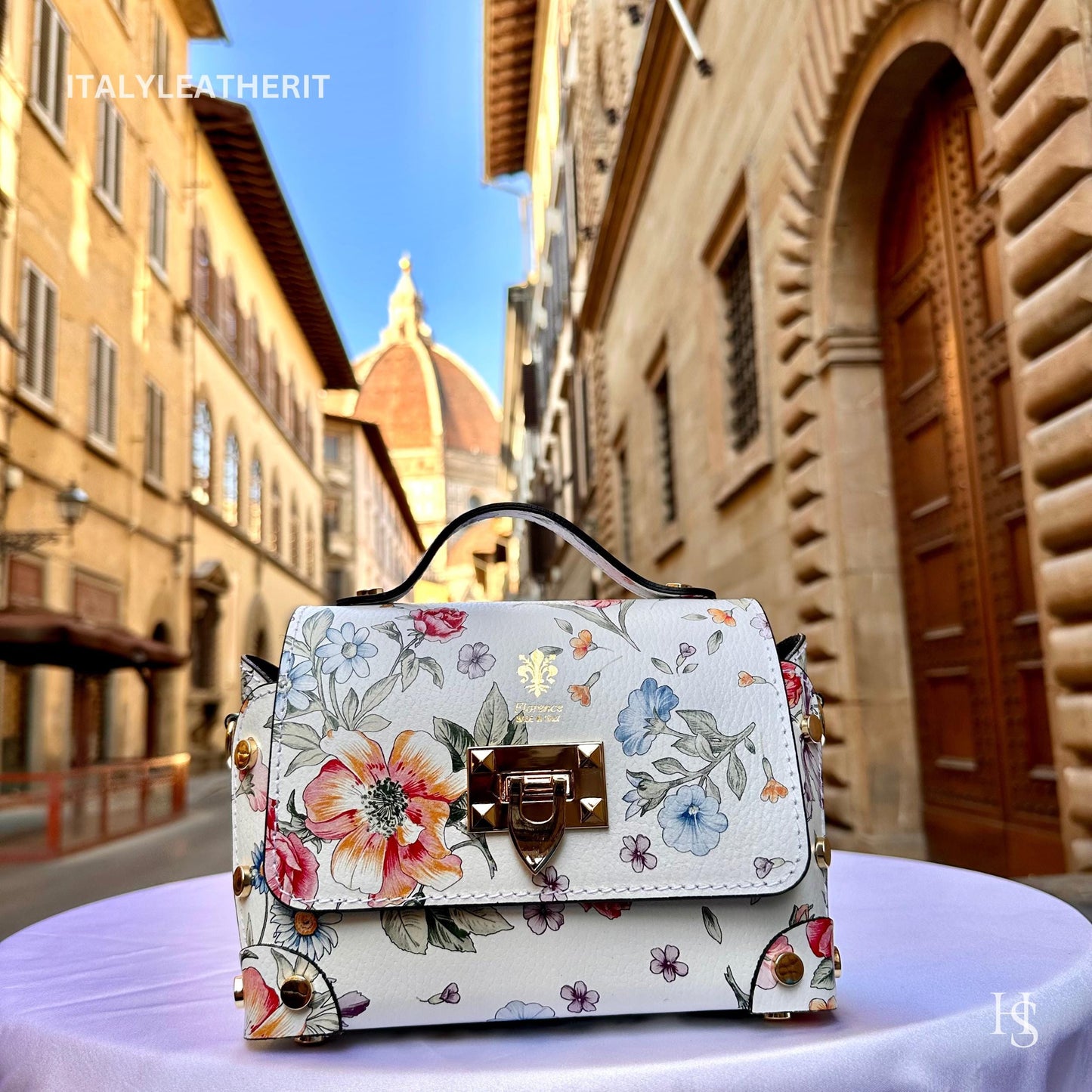 Italian Handmade Leather Bags For Women | Elegant Leather Tote From Florence | Small Handbags and Shoulder Bags ,Flower Bag