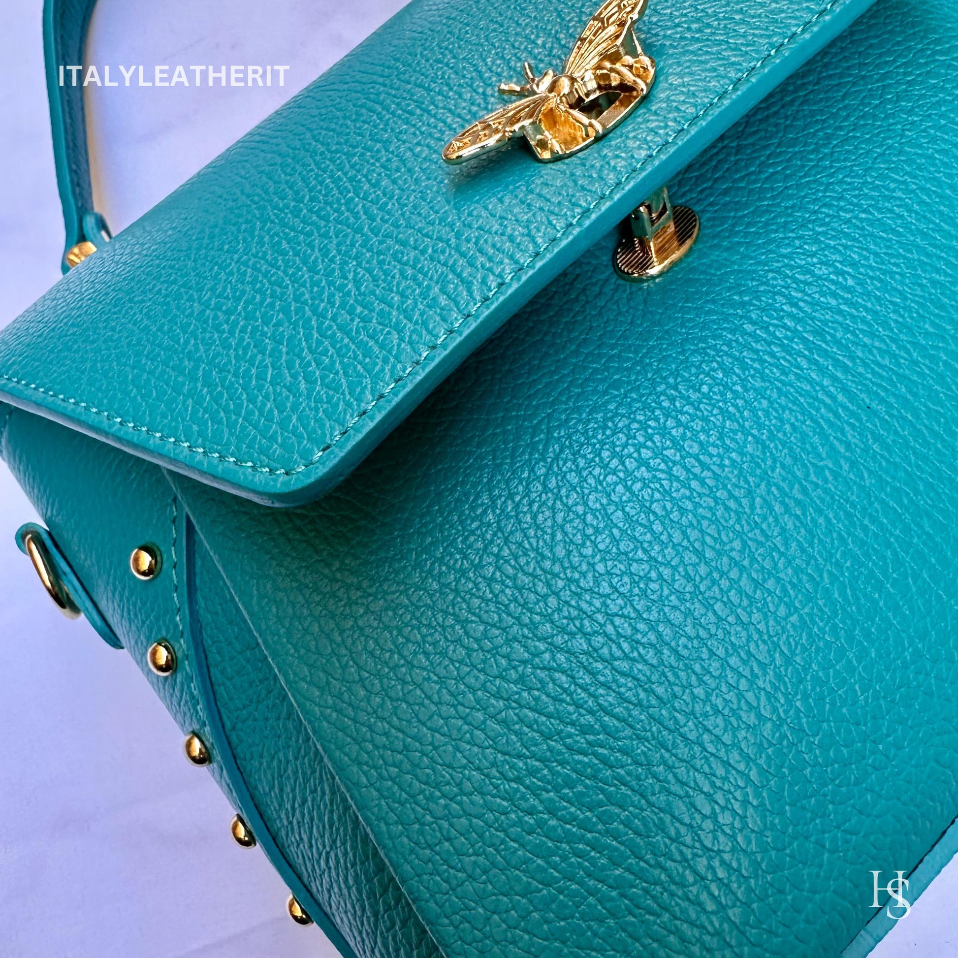 Italian Handmade Leather Bags For Women l l Elegant Leather Tote From Florence with bee-shaped lobster clasp closure