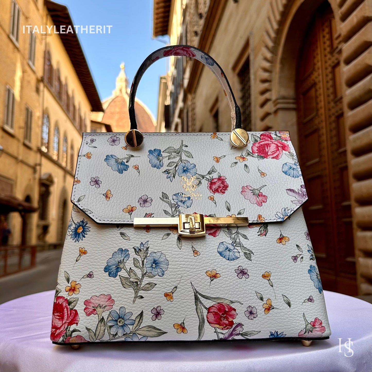 Italian Handmade Leather Bags For Women l Elegant Leather Tote From Florence || Made in Italy, Flower Purse