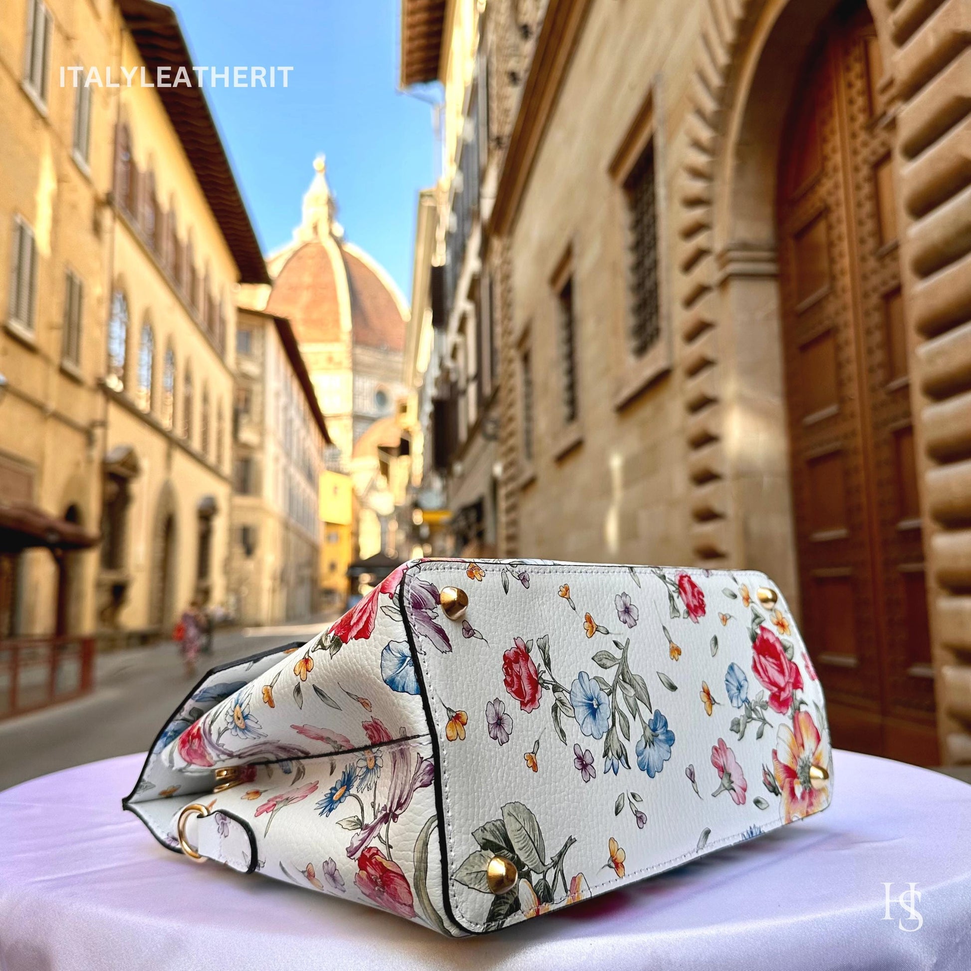 Italian Handmade Leather Bags For Women l Elegant Leather Tote From Florence || Made in Italy, Flower Purse