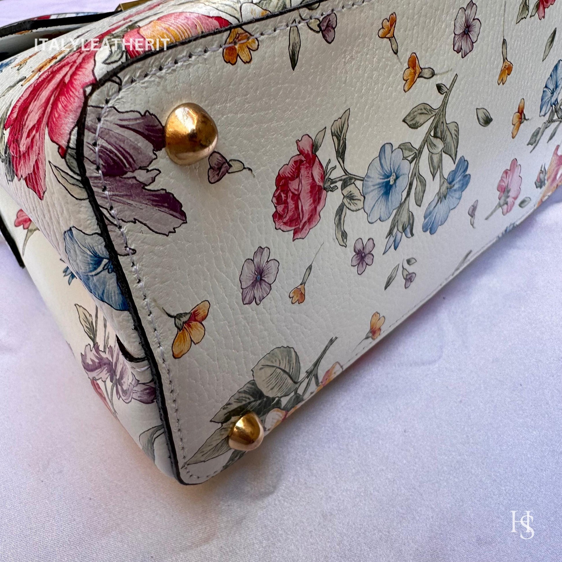 Italian Handmade Leather Bags For Women l Elegant Leather Tote From Florence || Made in Italy, Flower Purse