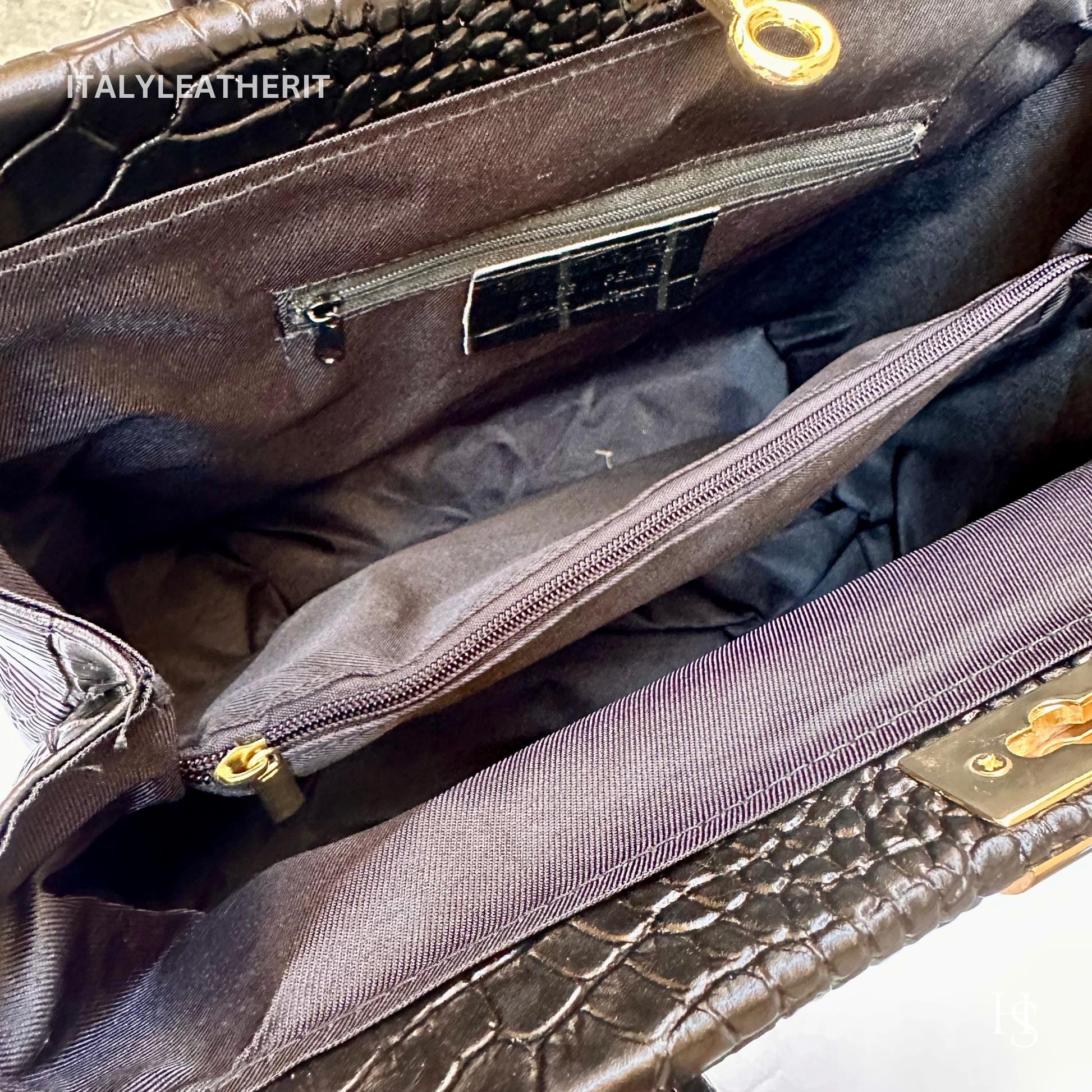 Italian Handmade Leather Bags For Woman l l Elegant Leather Tote From Florence, Black bag, Lock bag, Real Horse Hair