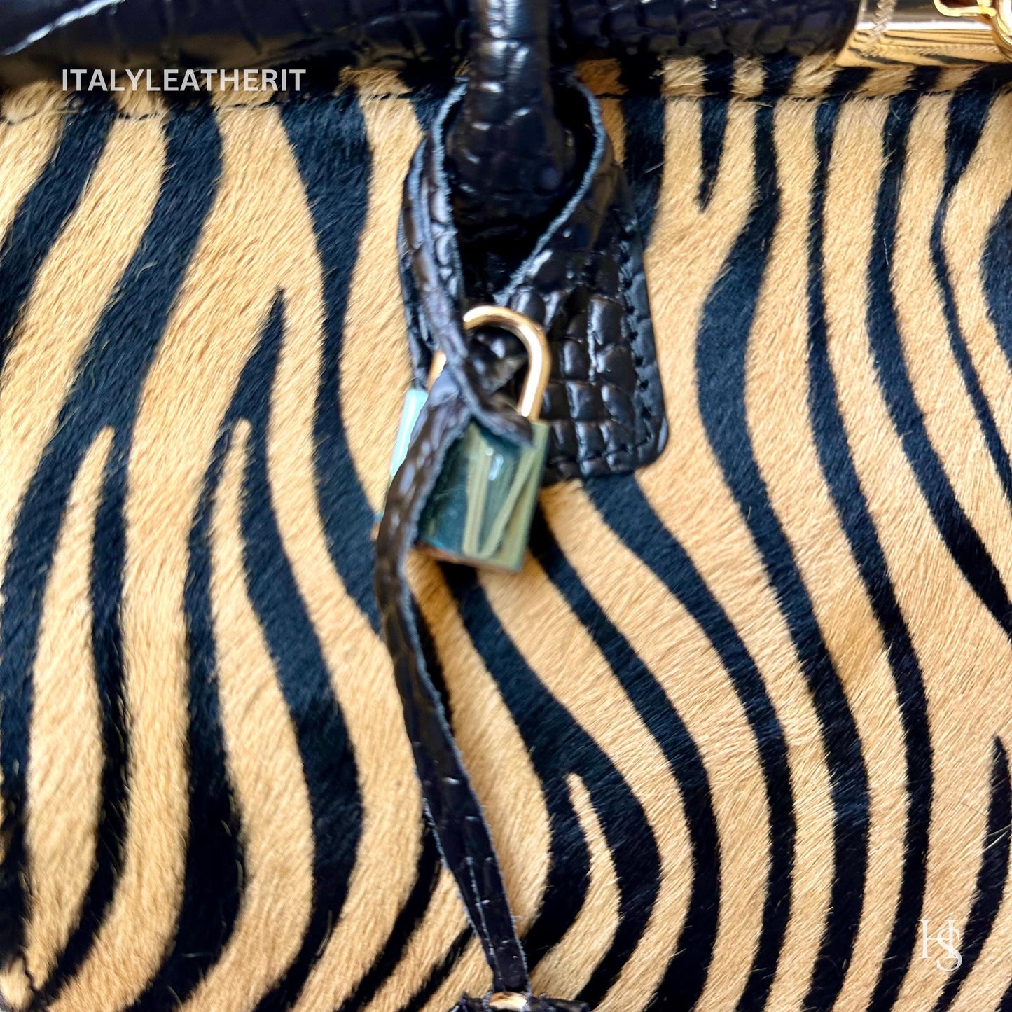 Italian Handmade Leather Bags For Woman l l Elegant Leather Tote From Florence, Black bag, Lock bag, Real Horse Hair