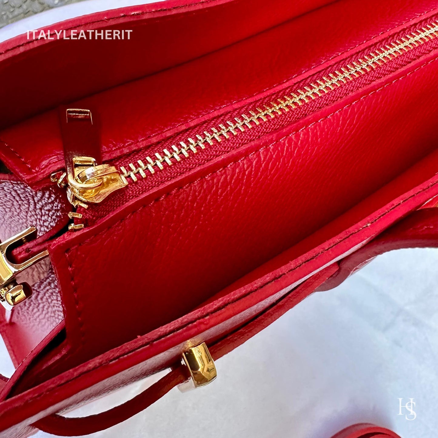 Italian Handmade Leather Bags for Women | Elegant Tote & Purse from Florence, gold hardware bag, Red leather tote