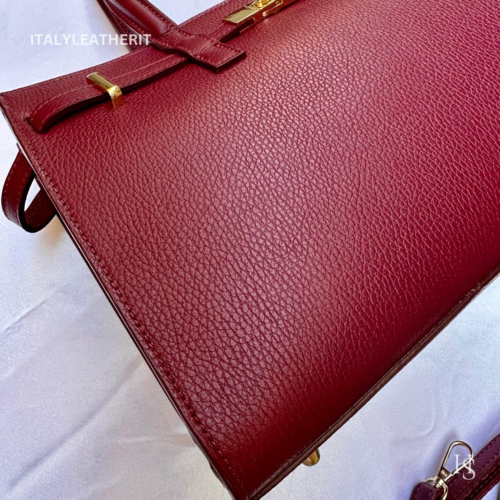 Italian Handmade Leather Bags for Women | Elegant Tote & Purse from Florence, gold hardware bag, Burgundy Bag
