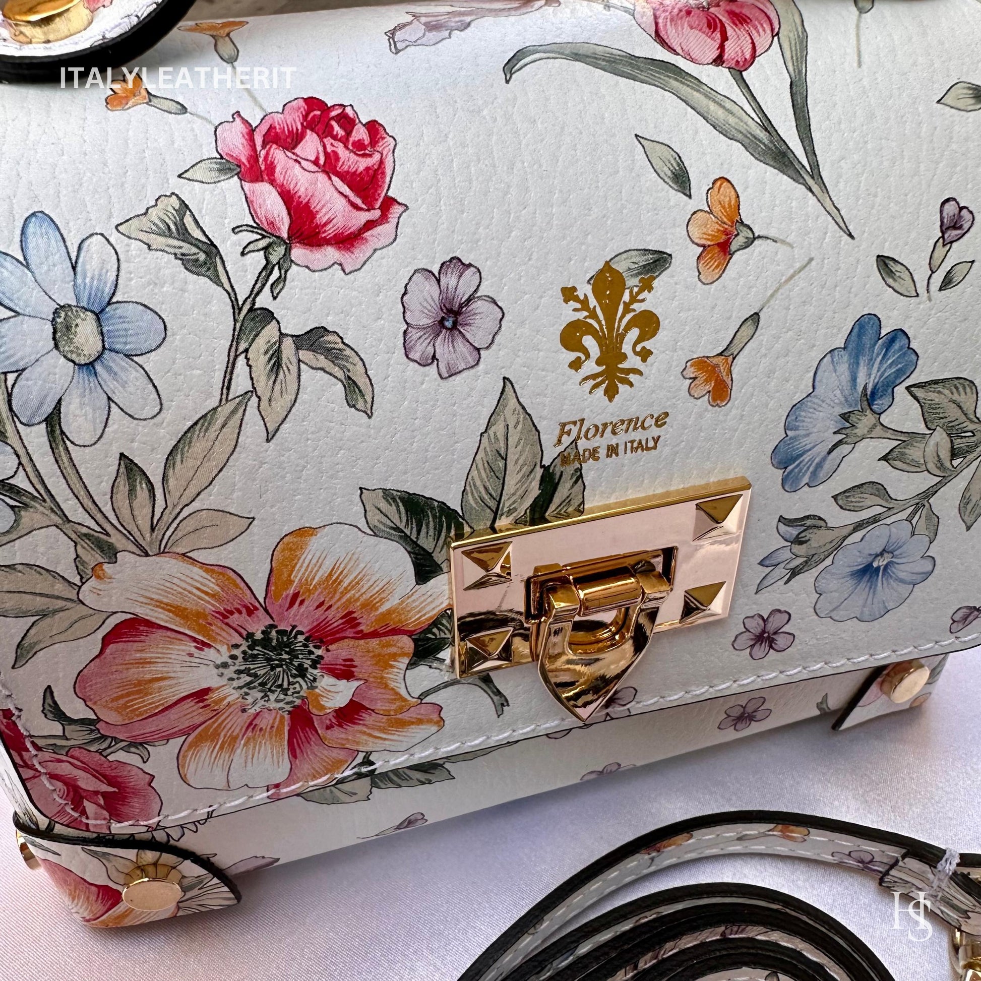Italian Handmade Leather Bags For Women | Elegant Leather Tote From Florence | Small Handbags and Shoulder Bags ,Flower Bag