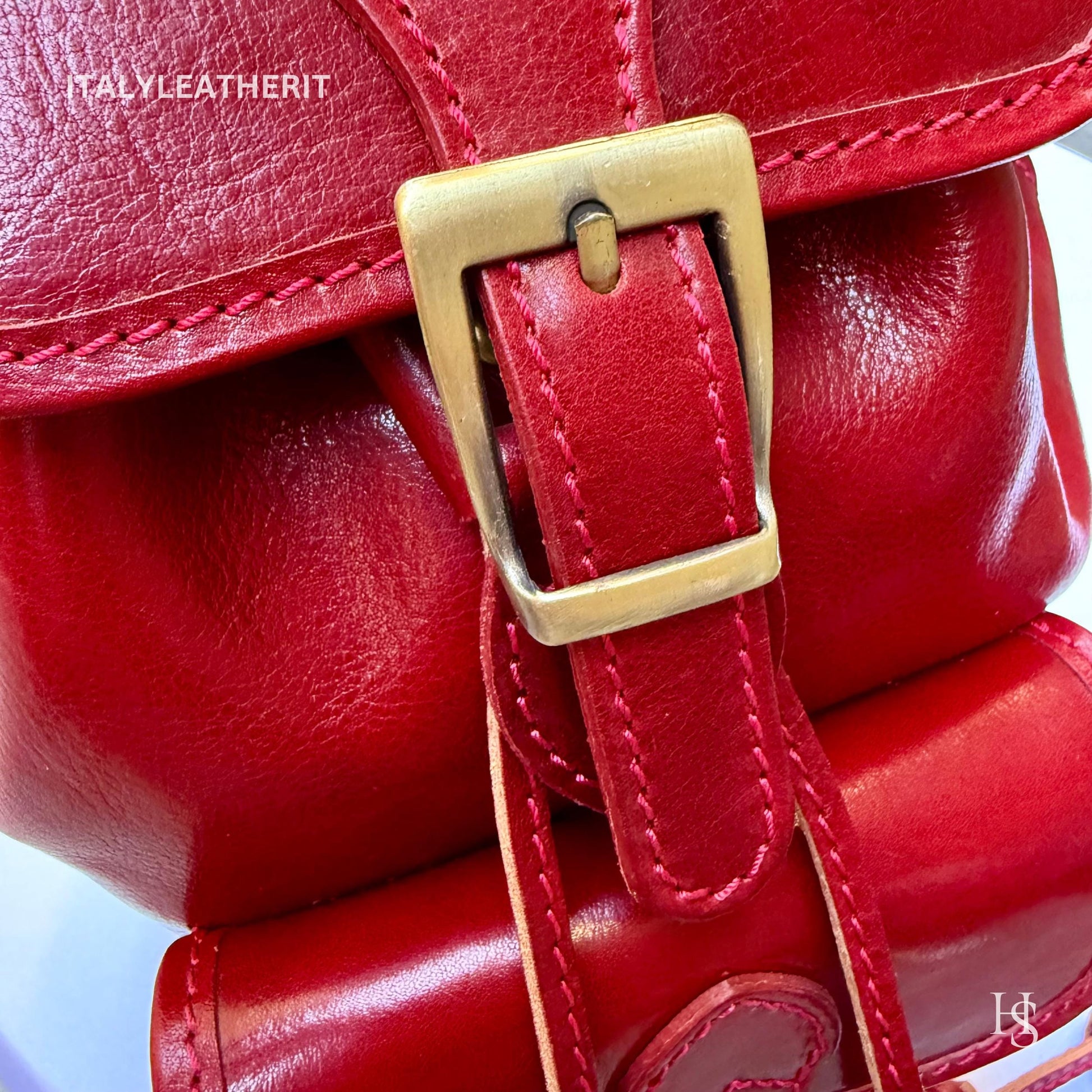 Italian Handmade Unisex Tuscan Leather Red Backpack from Florence, Italy – Stylish, Authentic, and Durable,