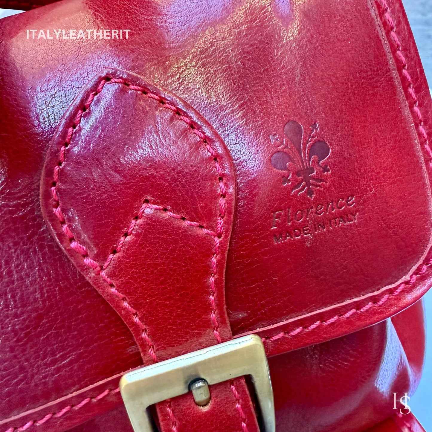 Italian Handmade Unisex Tuscan Leather Red Backpack from Florence, Italy – Stylish, Authentic, and Durable,