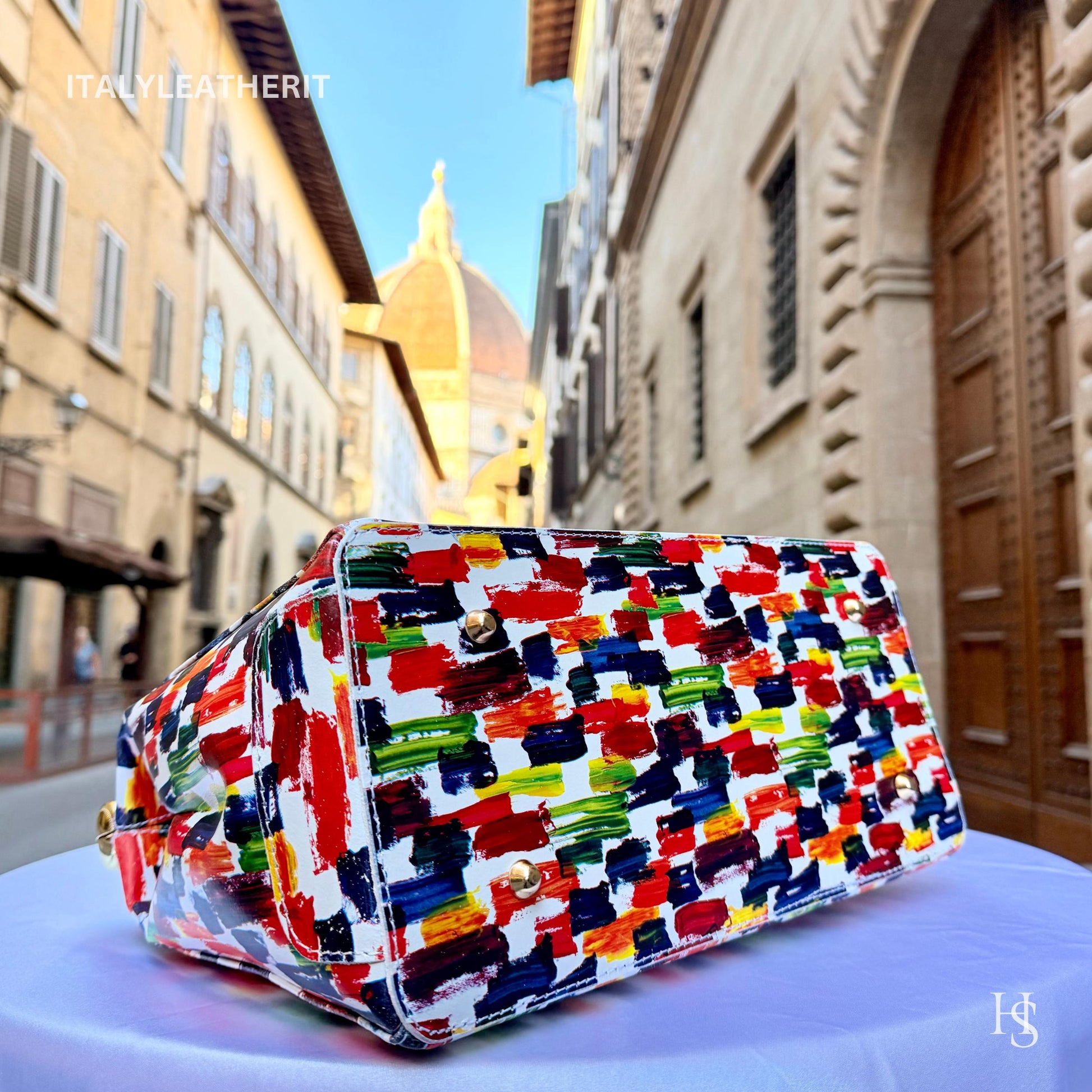 Italian Handmade Leather Bags For Women l l Elegant Leather Tote From Florence, Multicolor bag, Lock bag