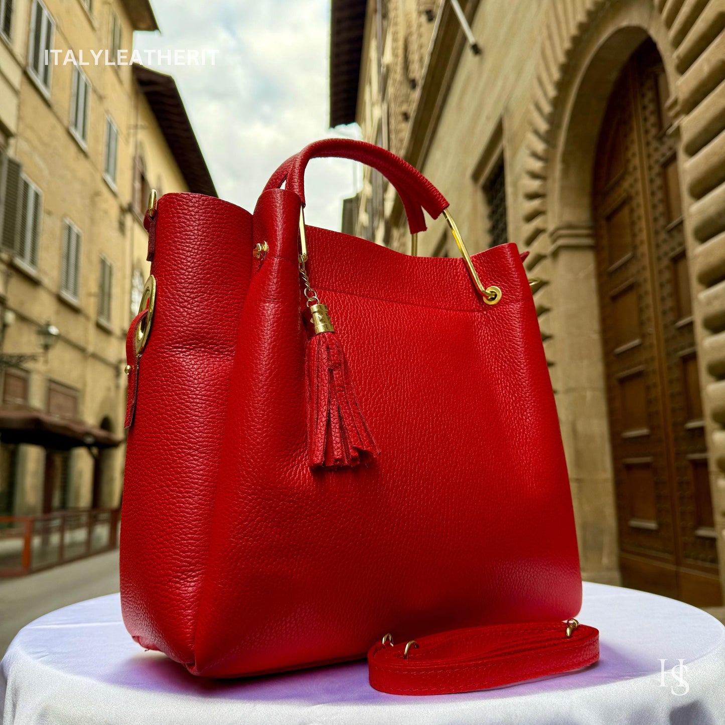 Italian Handmade Leather Bags For Women | Elegant Brown Leather Tote From Florence, Italy | Premium Craftsmanship, Red purse