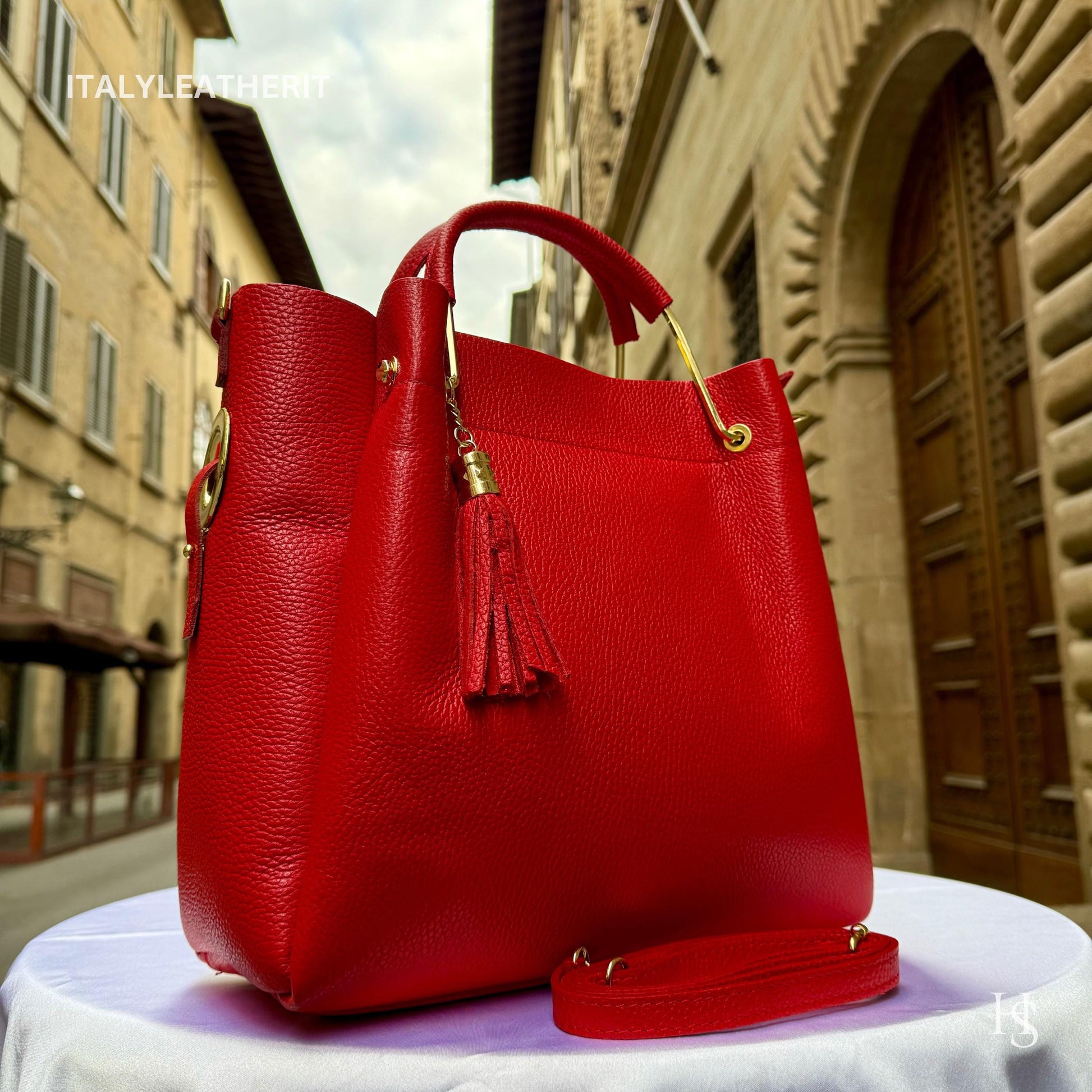 Italian Handmade Leather Bags For Women | Elegant Brown Leather Tote From Florence, Italy | Premium Craftsmanship, Red purse