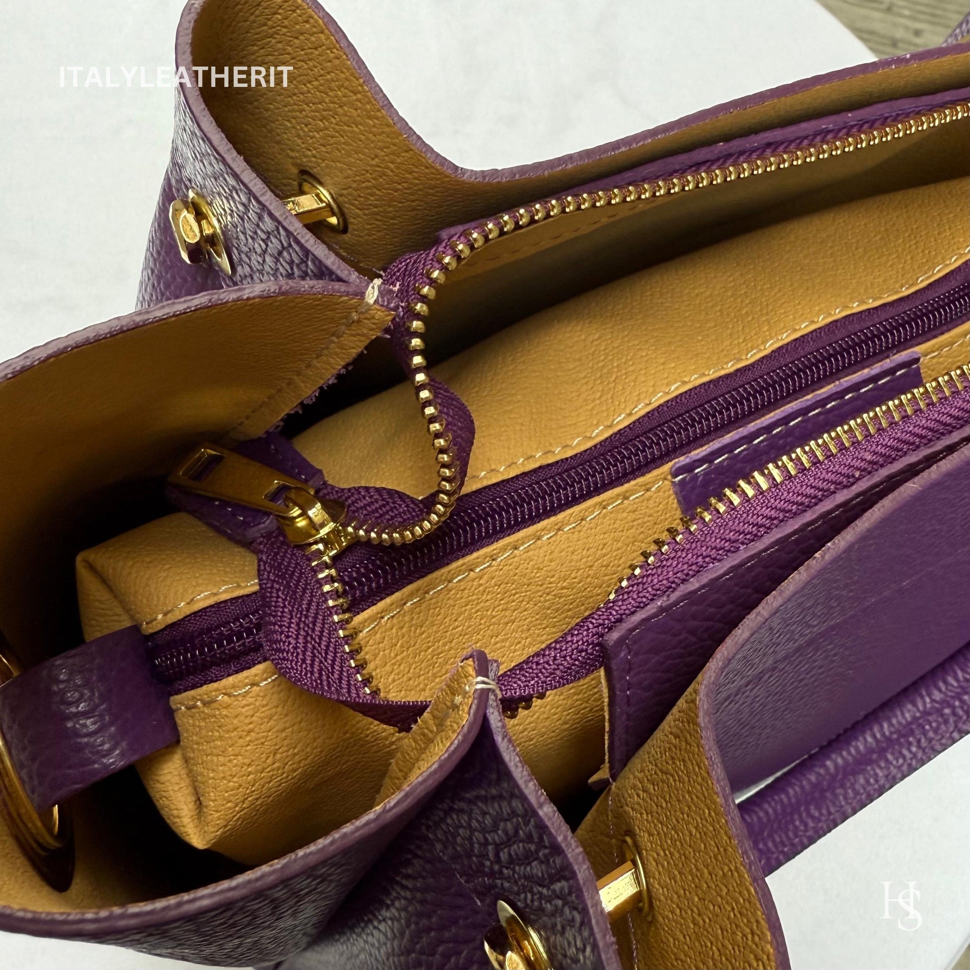 Italian Handmade Leather Bags For Women | Elegant Brown Leather Tote From Florence, Italy | Premium Craftsmanship , Purple purse