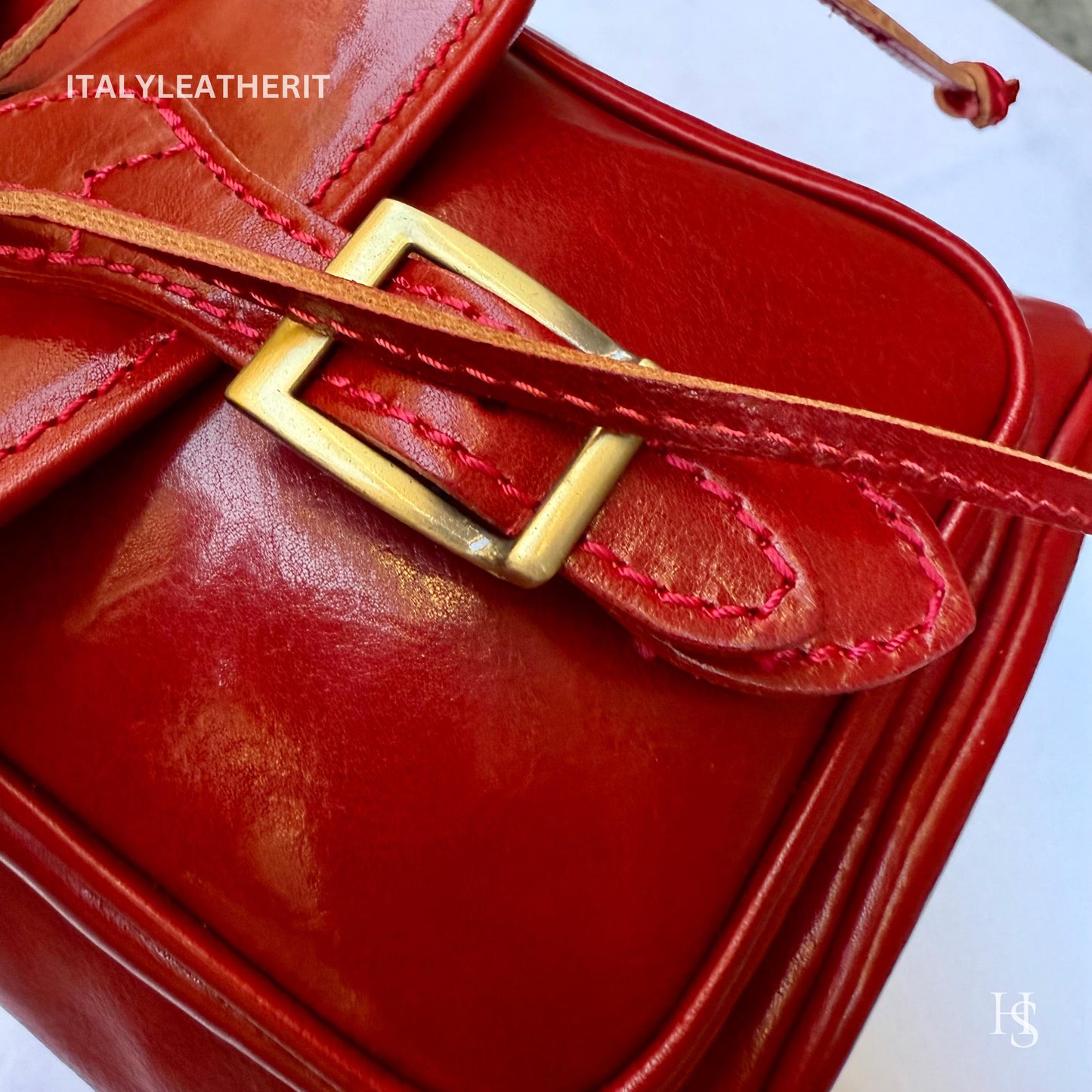 Italian Handmade Unisex Tuscan Leather Red Backpack from Florence, Italy – Stylish, Authentic, and Durable,