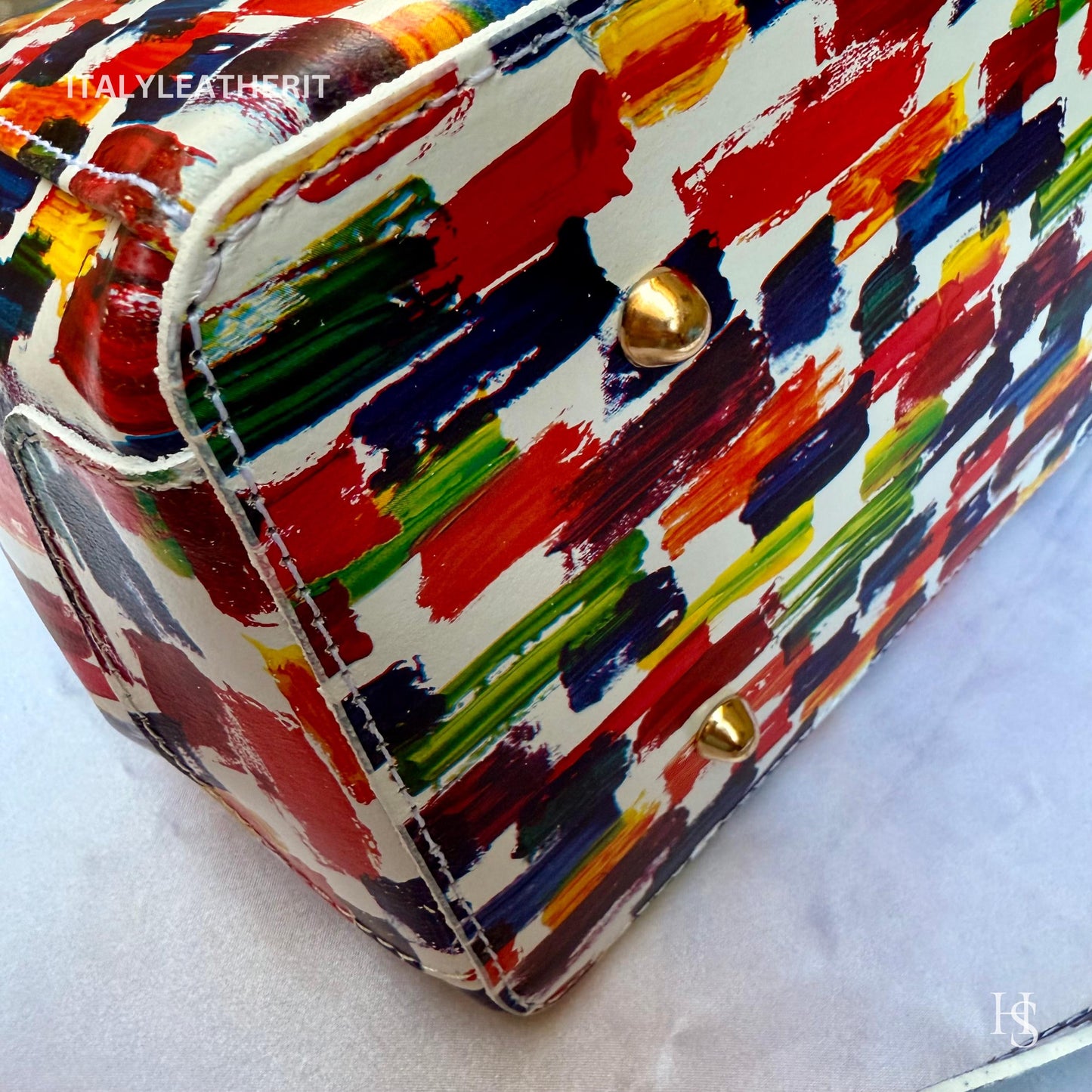Italian Handmade Leather Bags For Women l l Elegant Leather Tote From Florence, Multicolor bag, Lock bag