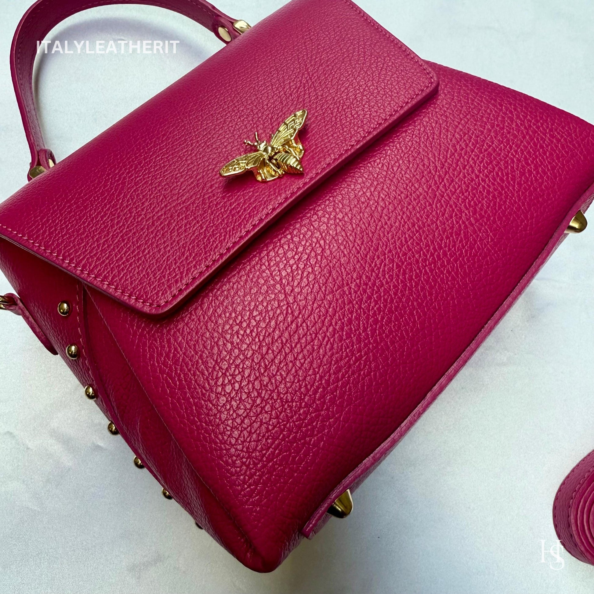 Bee Clasp Purse Handmade Italian Leather Bag for Women - Italy Leather Shop