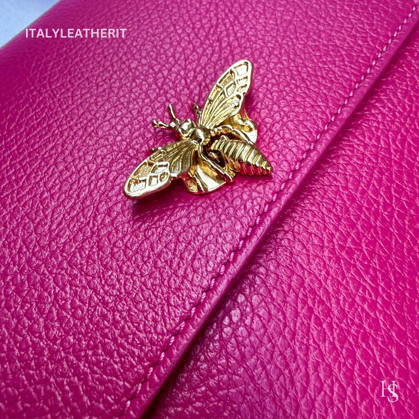Bee Clasp Purse Handmade Italian Leather Bag for Women - Italy Leather Shop