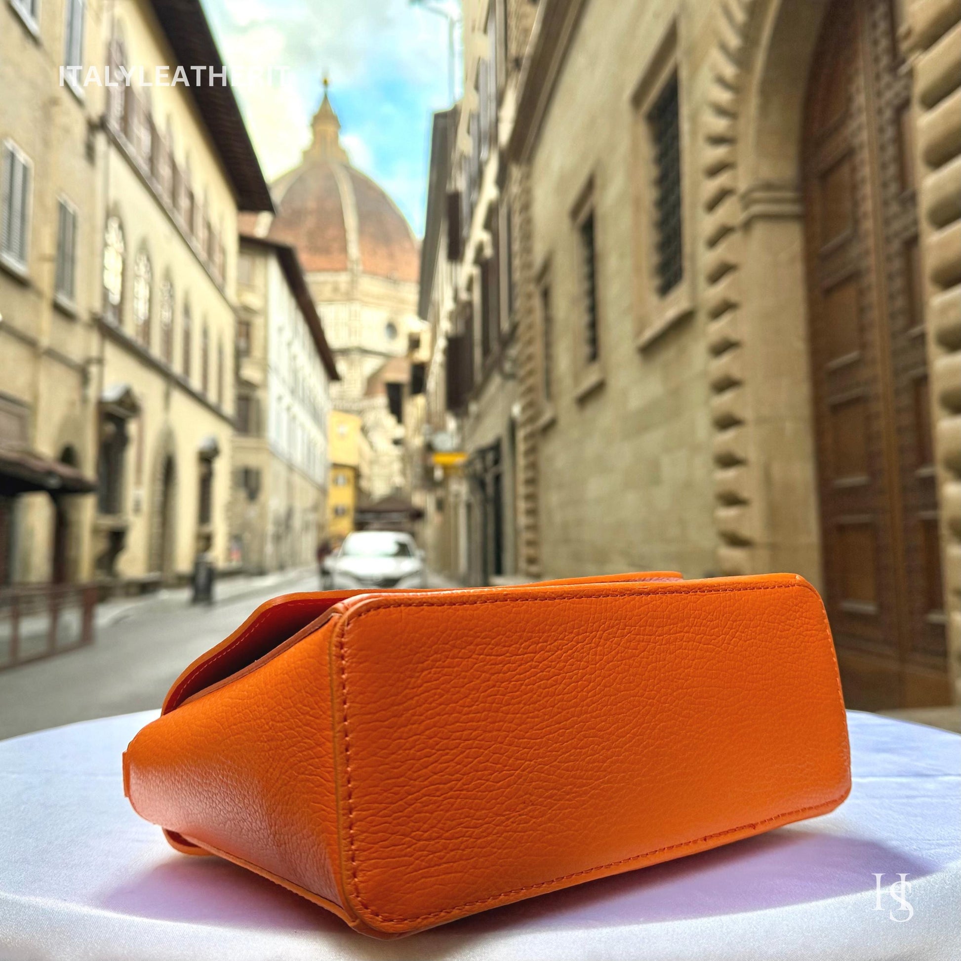 Italian Handmade Leather Bags for Women | Elegant Leather Tote from Florence with Bee-Shaped Accessory Clasp Closure