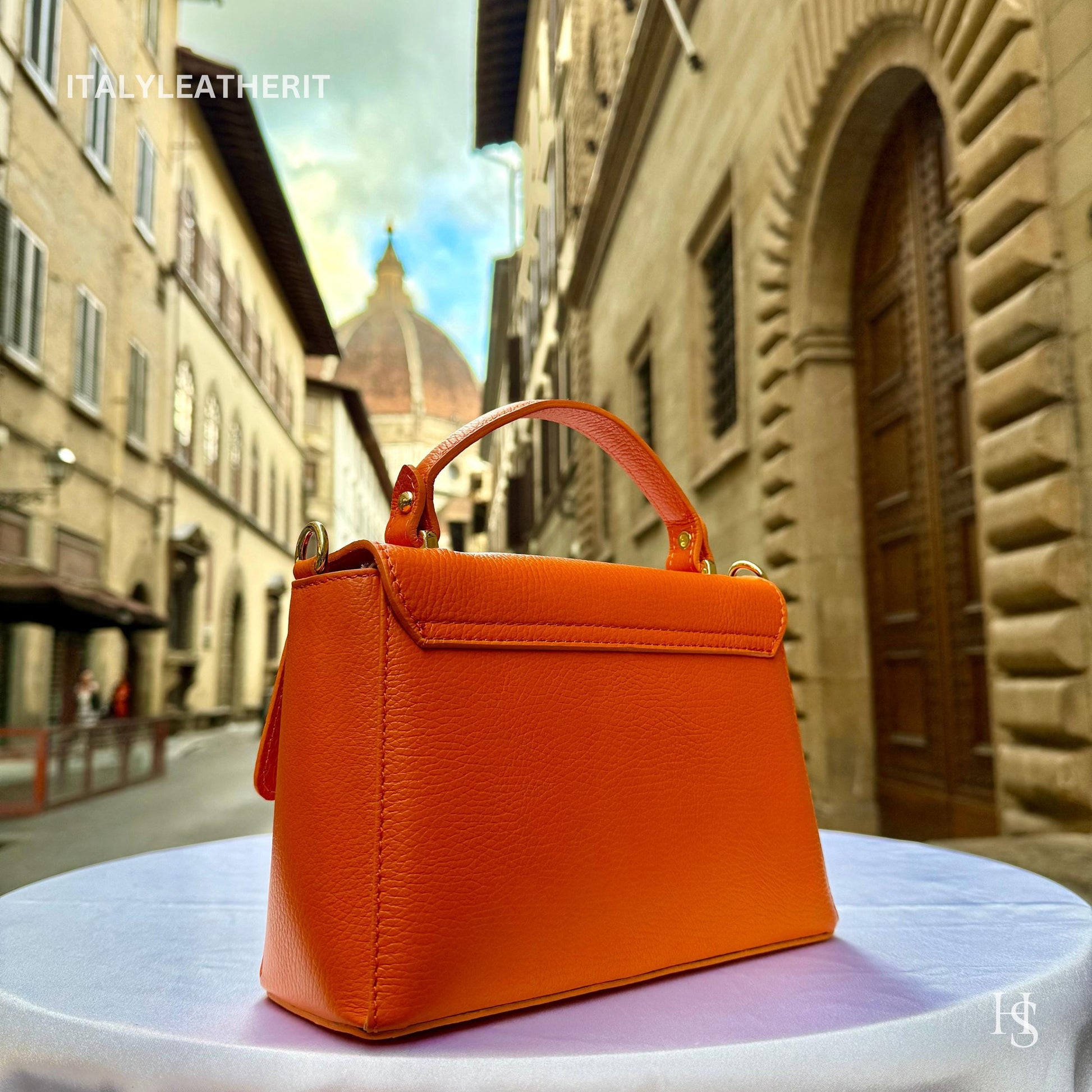 Italian Handmade Leather Bags for Women | Elegant Leather Tote from Florence with Bee-Shaped Accessory Clasp Closure