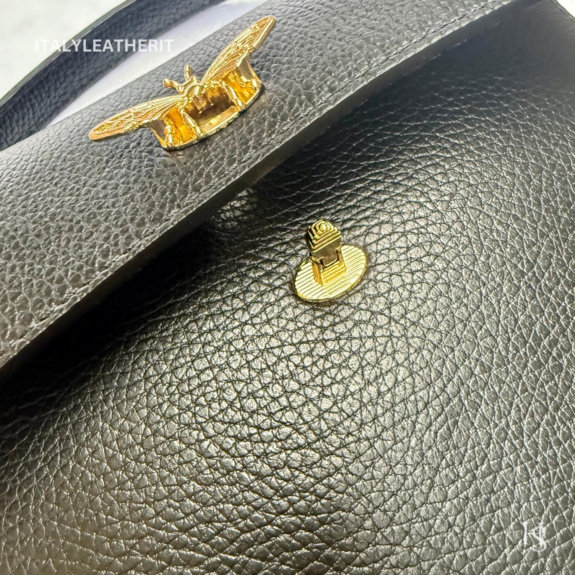 Italian Handmade Leather Bags for Women | Elegant Leather Tote from Florence with Bee-Shaped Accessory Clasp Closure