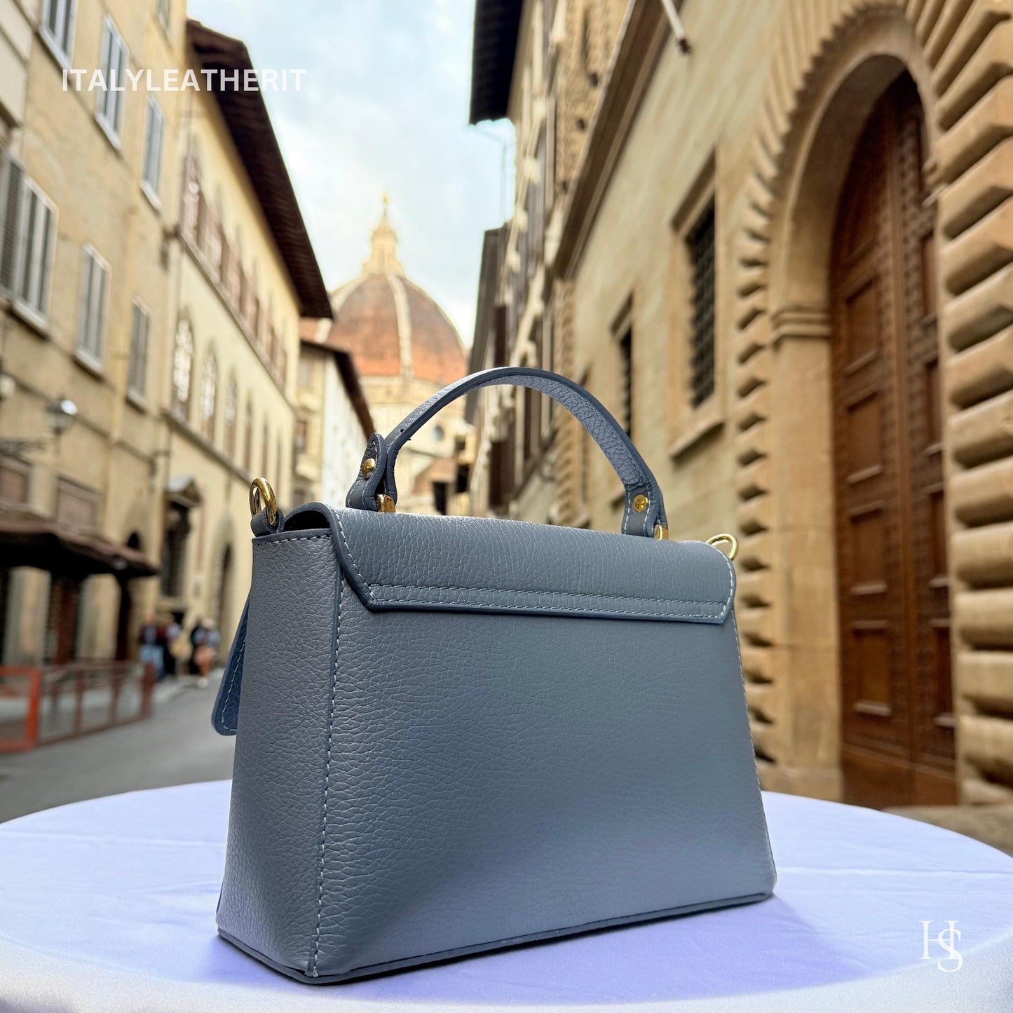 Italian Handmade Leather Bags for Women | Elegant Leather Tote from Florence with Bee-Shaped Accessory Clasp Closure