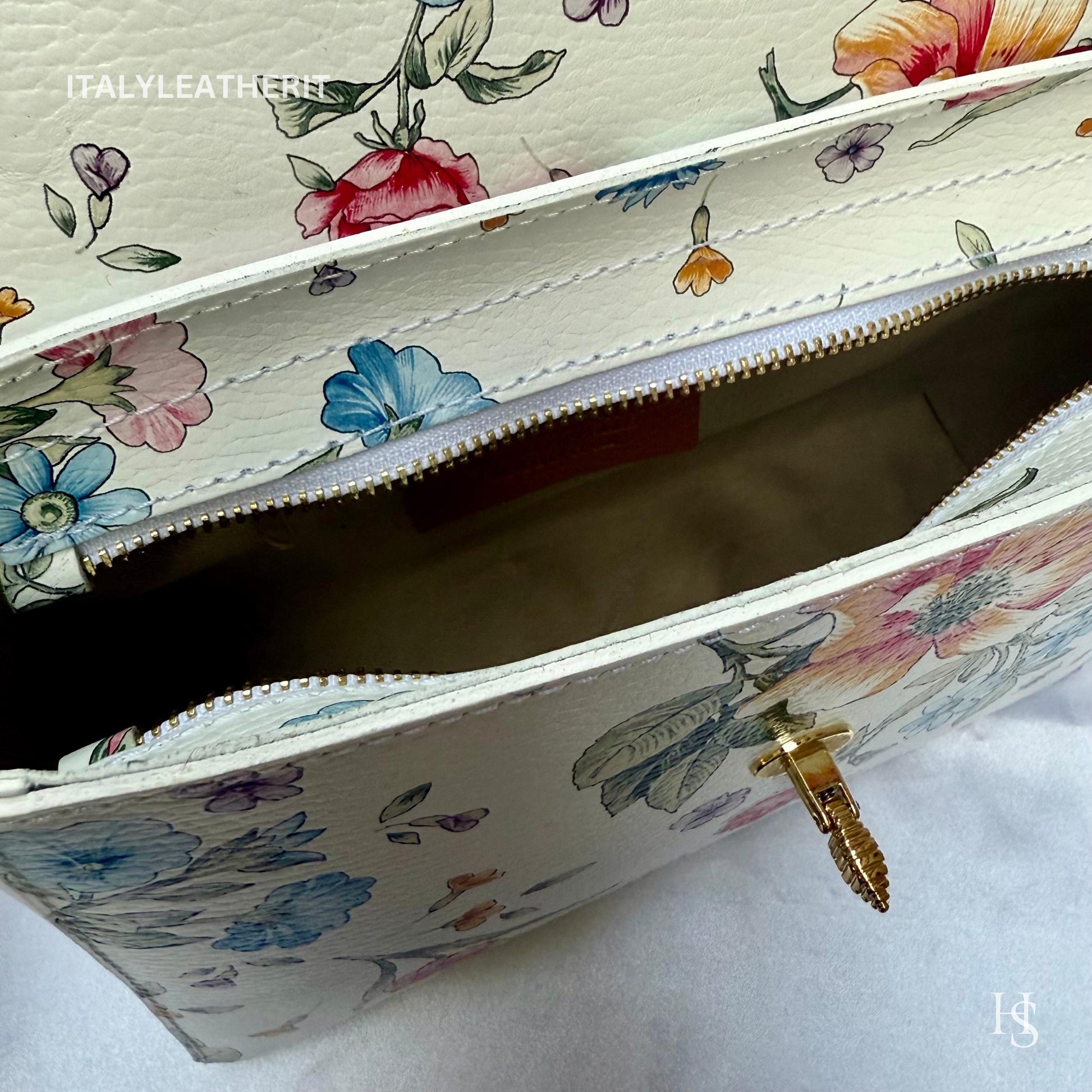 Italian Handmade Leather Bags for Women | Elegant Leather Tote from Florence with Bee-Shaped Accessory Clasp Closure