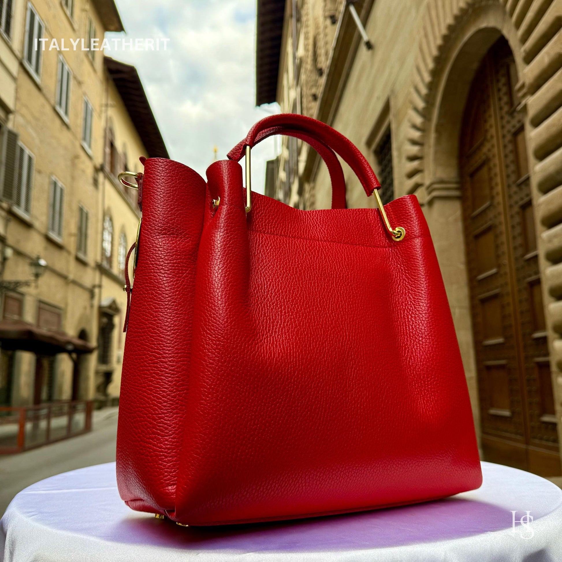 Italian Handmade Leather Bags For Women | Elegant Brown Leather Tote From Florence, Italy | Premium Craftsmanship, Red purse