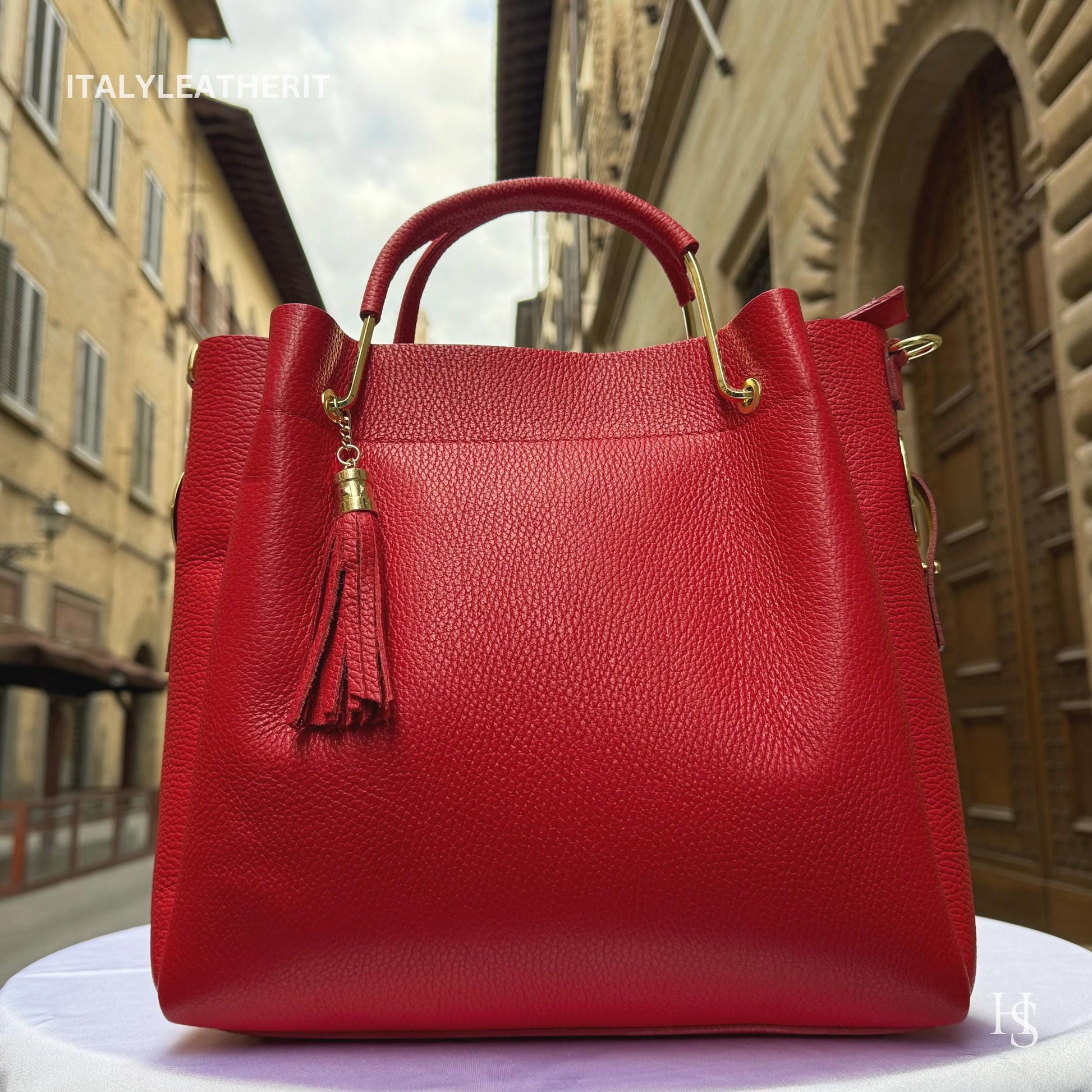 Italian Handmade Leather Bags For Women | Elegant Brown Leather Tote From Florence, Italy | Premium Craftsmanship, Red purse