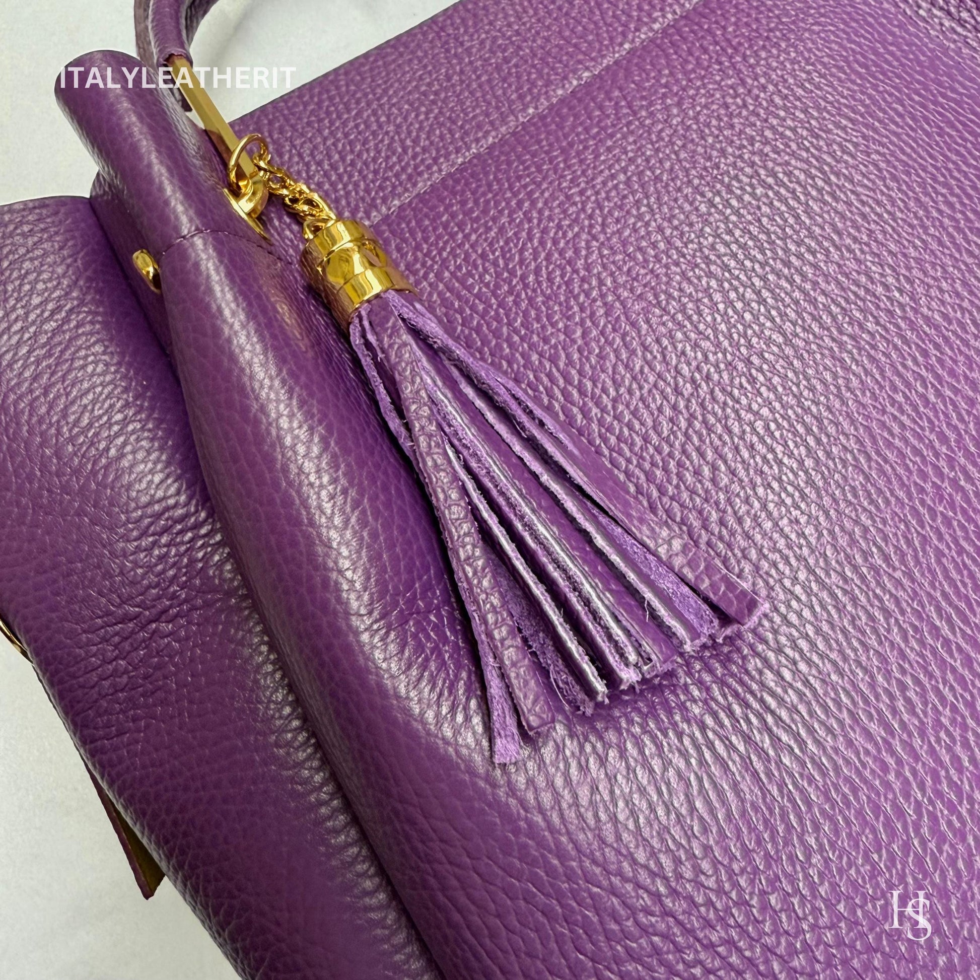 Italian Handmade Leather Bags For Women | Elegant Brown Leather Tote From Florence, Italy | Premium Craftsmanship , Purple purse