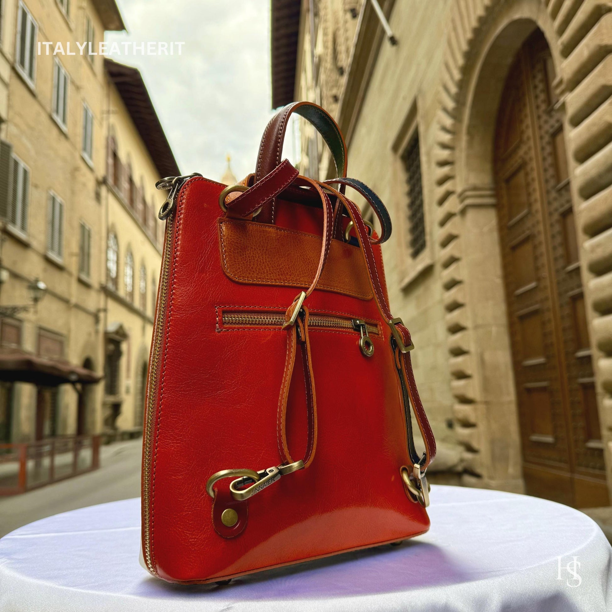 Italian Unisex Handmade Tuscan Leather Backpack From Florence, Made In Italy, Computer bag, multicolor backpack