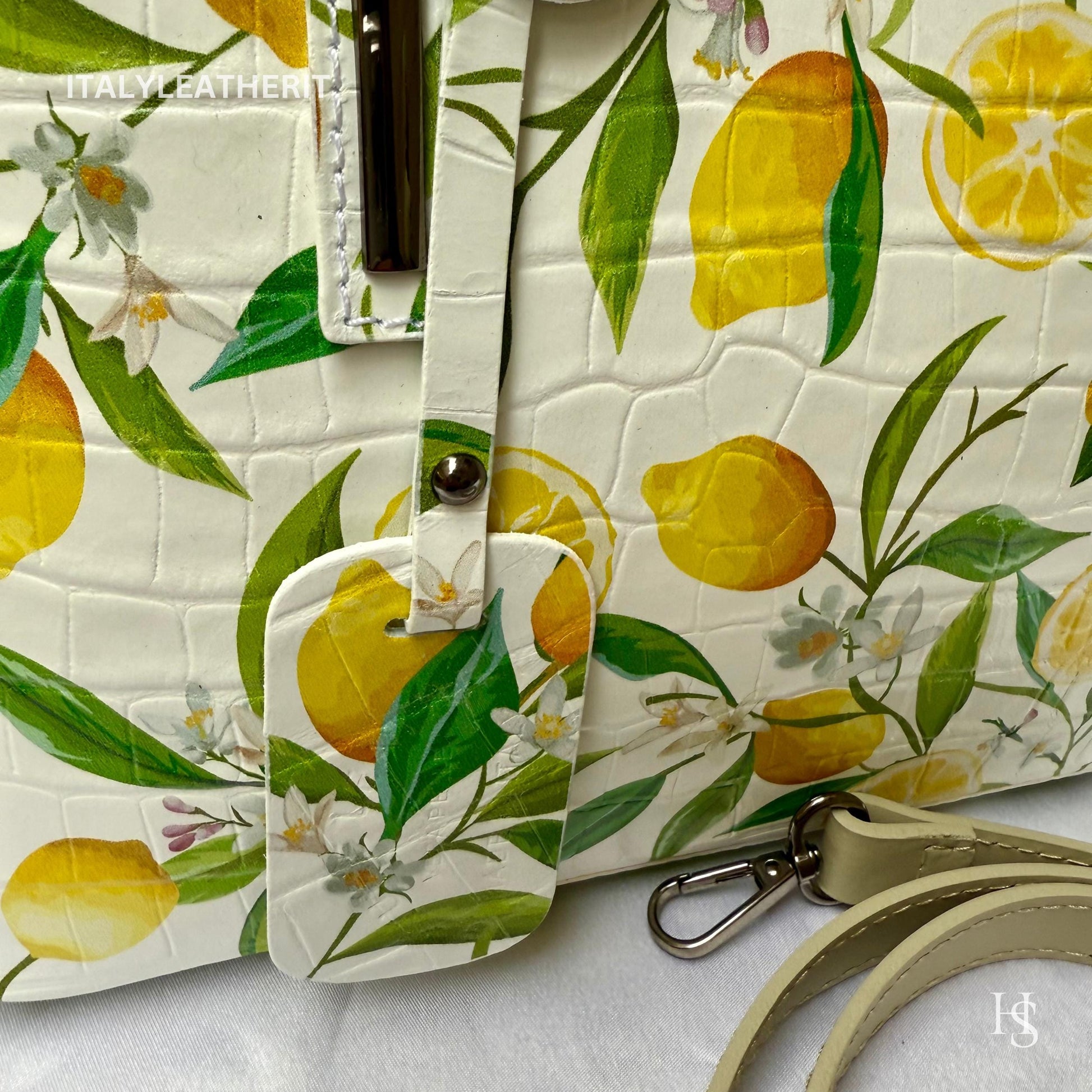 Italian Handmade Leather Bags For Woman l Elegant Leather Tote From Florence || Made in Italy, Flower lemon Purse