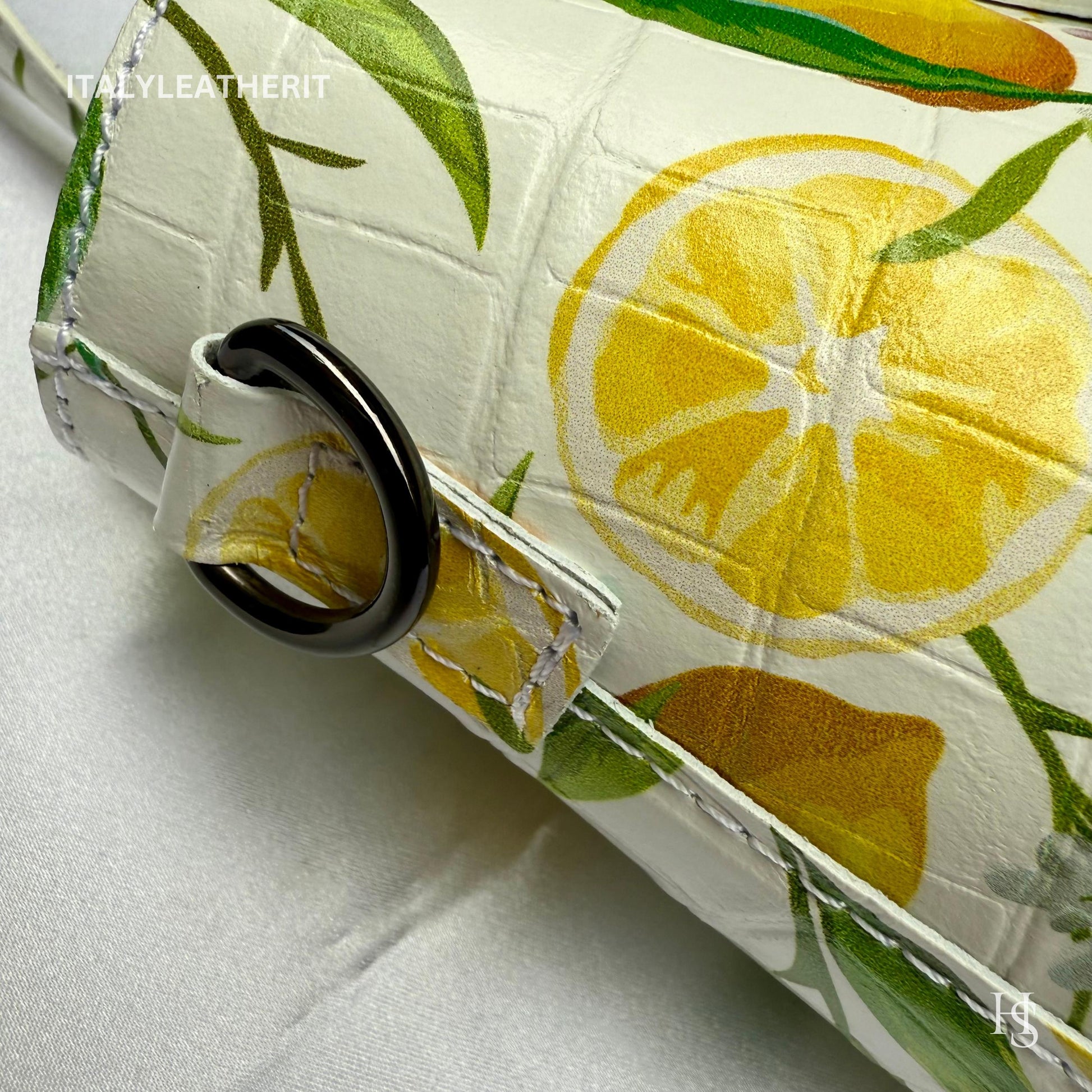 Italian Handmade Leather Bags For Woman l Elegant Leather Tote From Florence || Made in Italy, Flower lemon Purse
