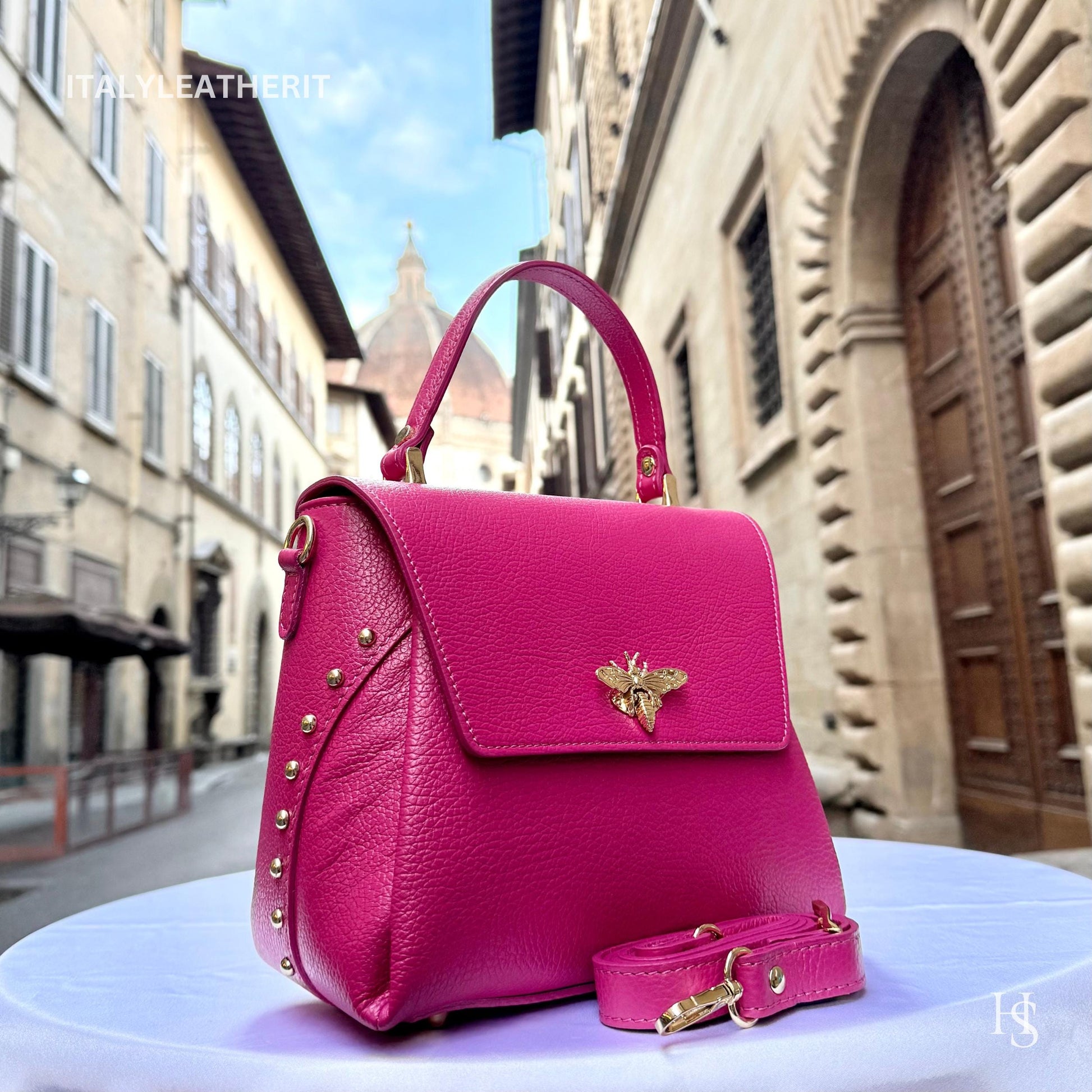 Bee Clasp Purse Handmade Italian Leather Bag for Women - Italy Leather Shop