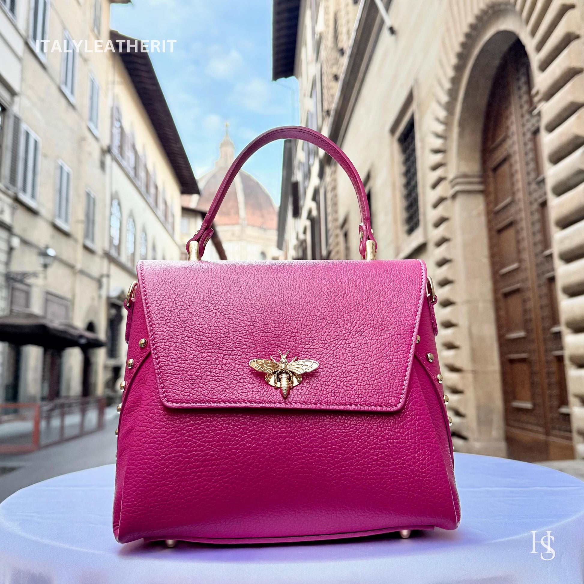 Bee Clasp Purse Handmade Italian Leather Bag for Women - Italy Leather Shop