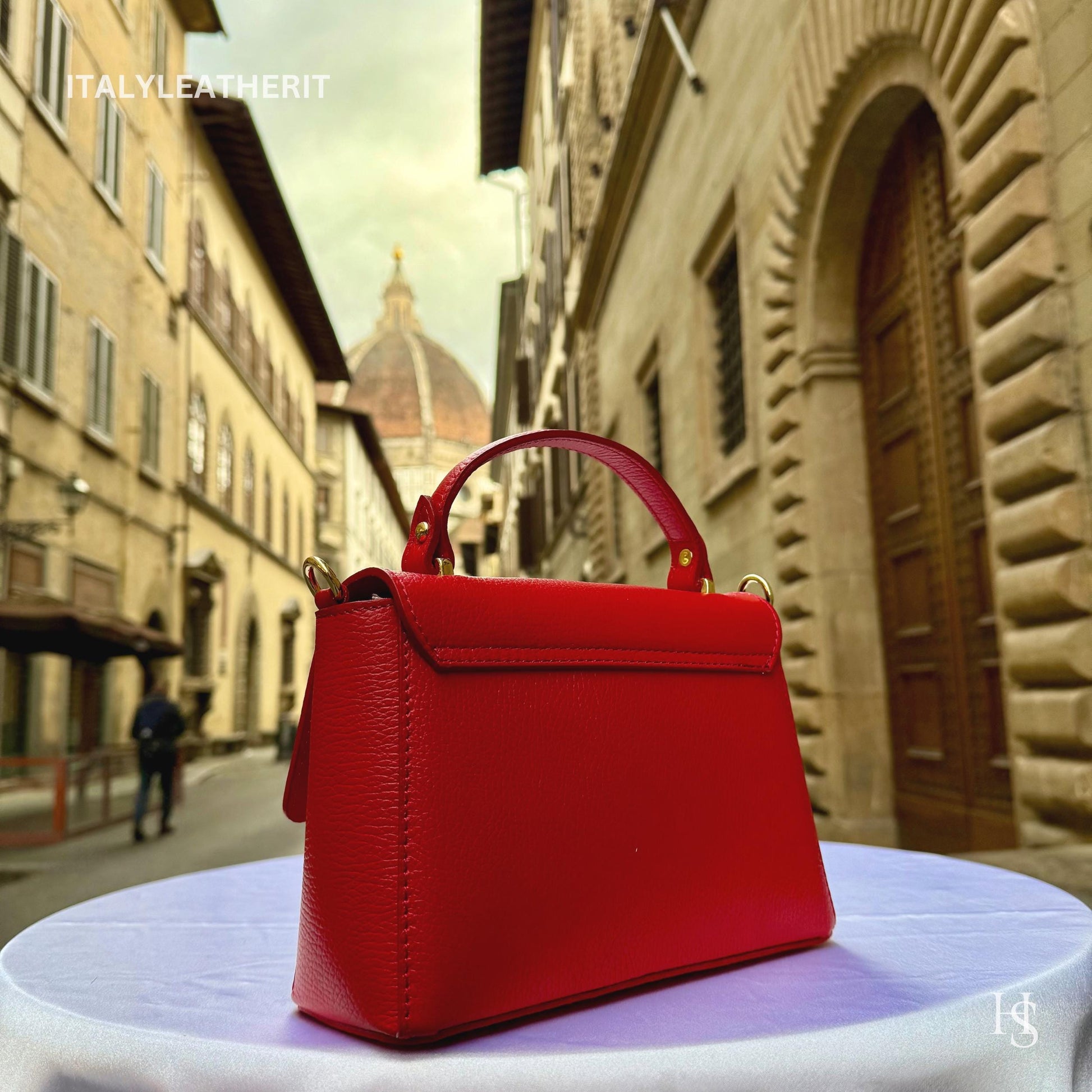 Italian Handmade Leather Bags for Women | Elegant Leather Tote from Florence with Bee-Shaped Accessory Clasp Closure