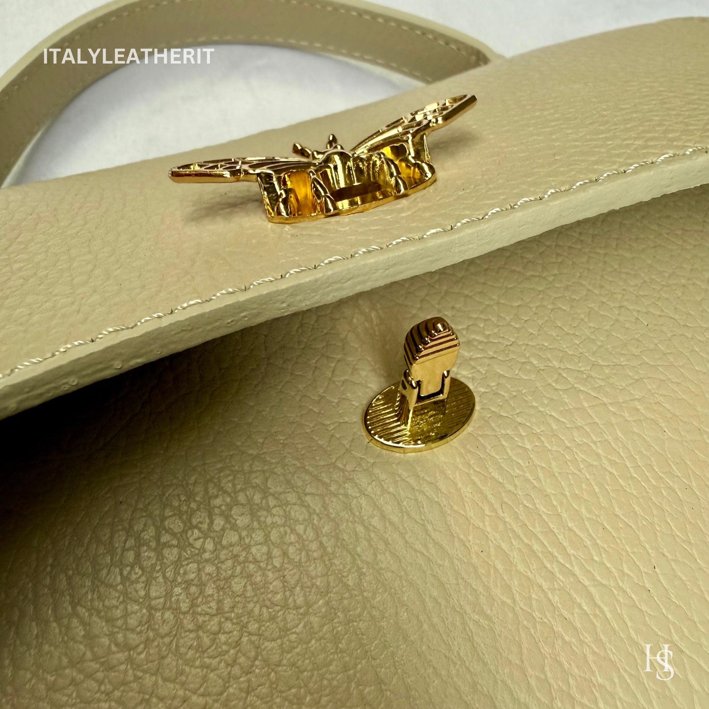 Italian Handmade Leather Bags for Women | Elegant Leather Tote from Florence with Bee-Shaped Accessory Clasp Closure
