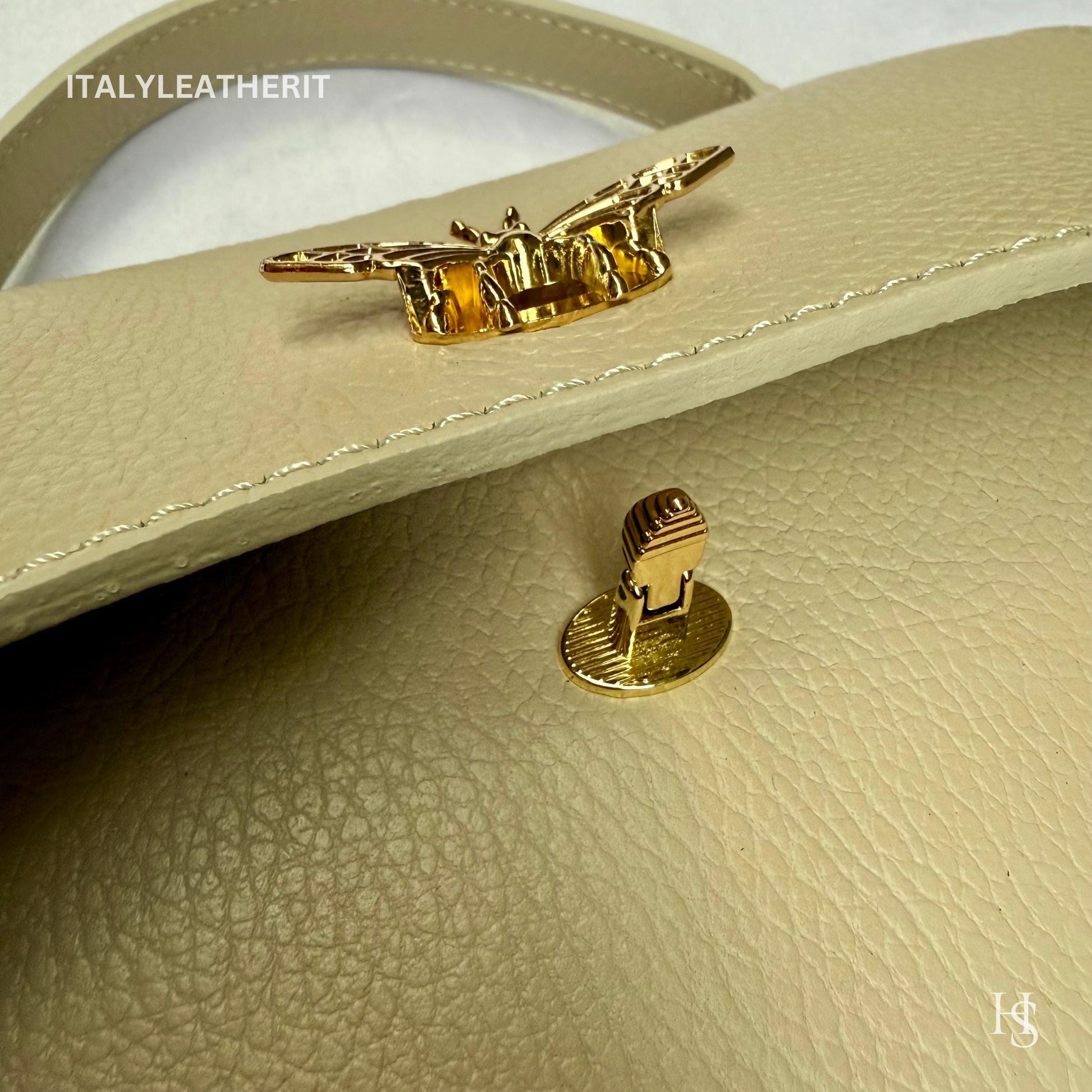 Italian Handmade Leather Bags for Women | Elegant Leather Tote from Florence with Bee-Shaped Accessory Clasp Closure
