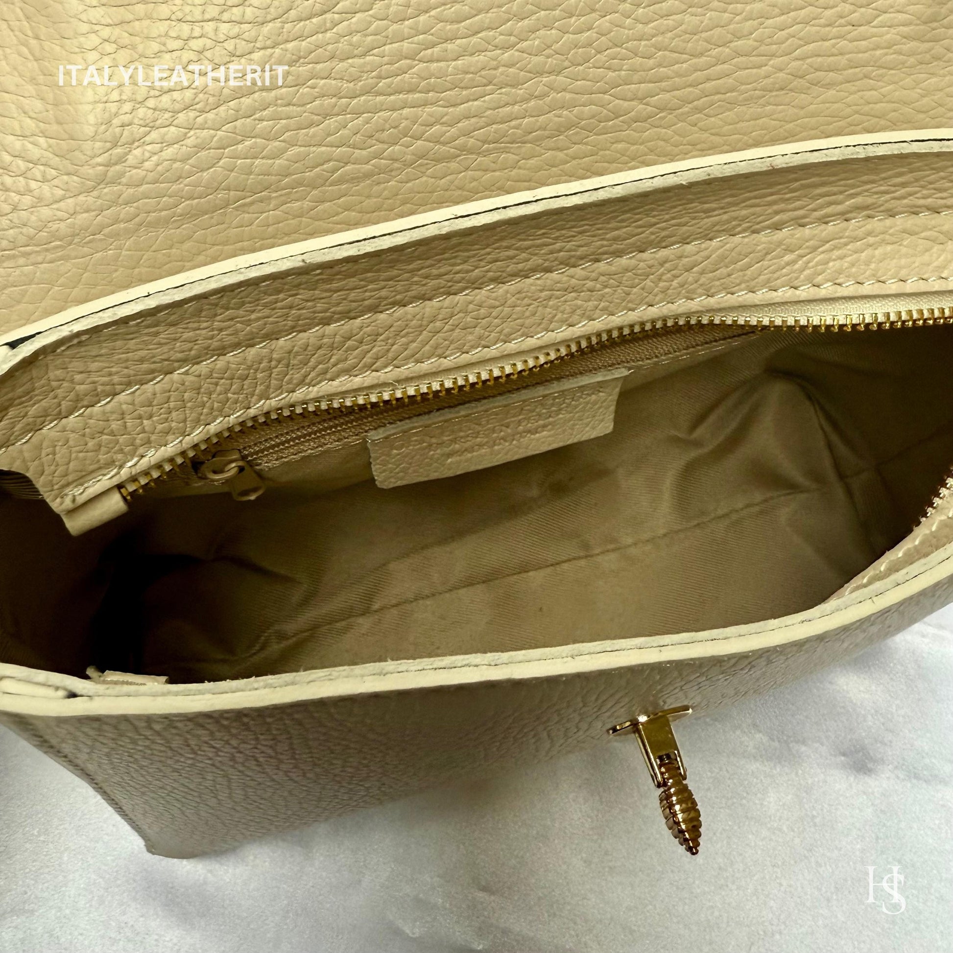 Italian Handmade Leather Bags for Women | Elegant Leather Tote from Florence with Bee-Shaped Accessory Clasp Closure
