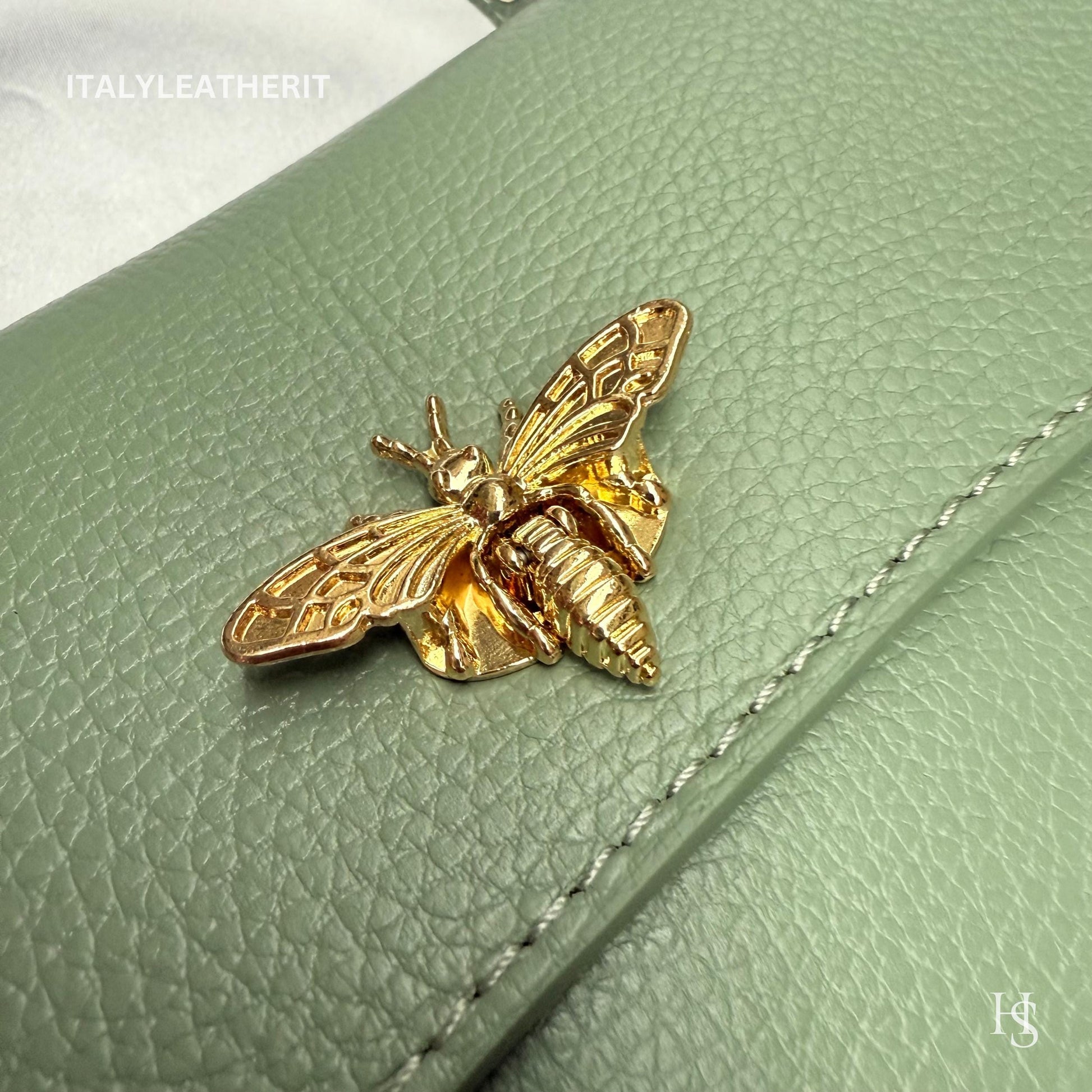 Italian Handmade Leather Bags for Women | Elegant Leather Tote from Florence with Bee-Shaped Accessory Clasp Closure