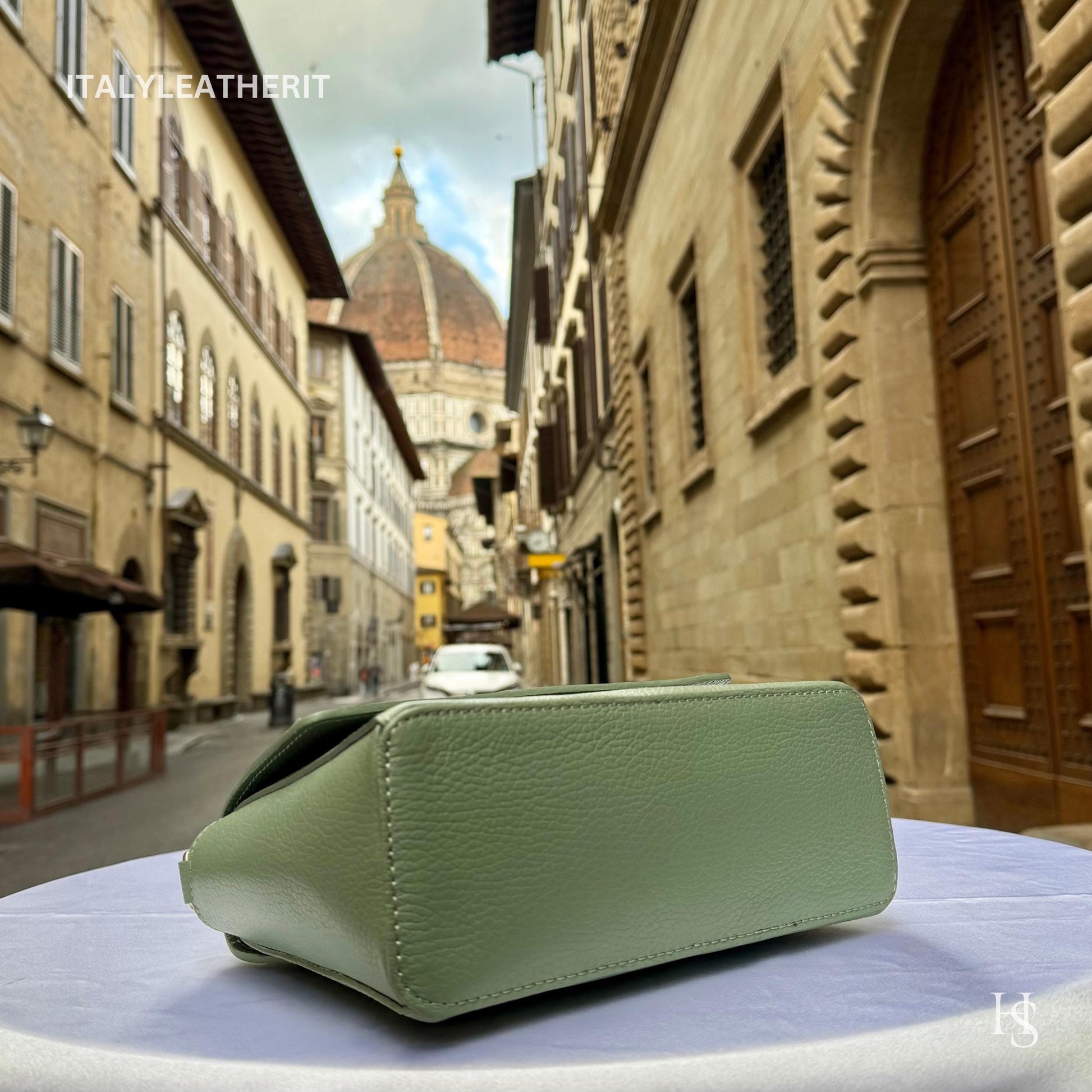 Italian Handmade Leather Bags for Women | Elegant Leather Tote from Florence with Bee-Shaped Accessory Clasp Closure