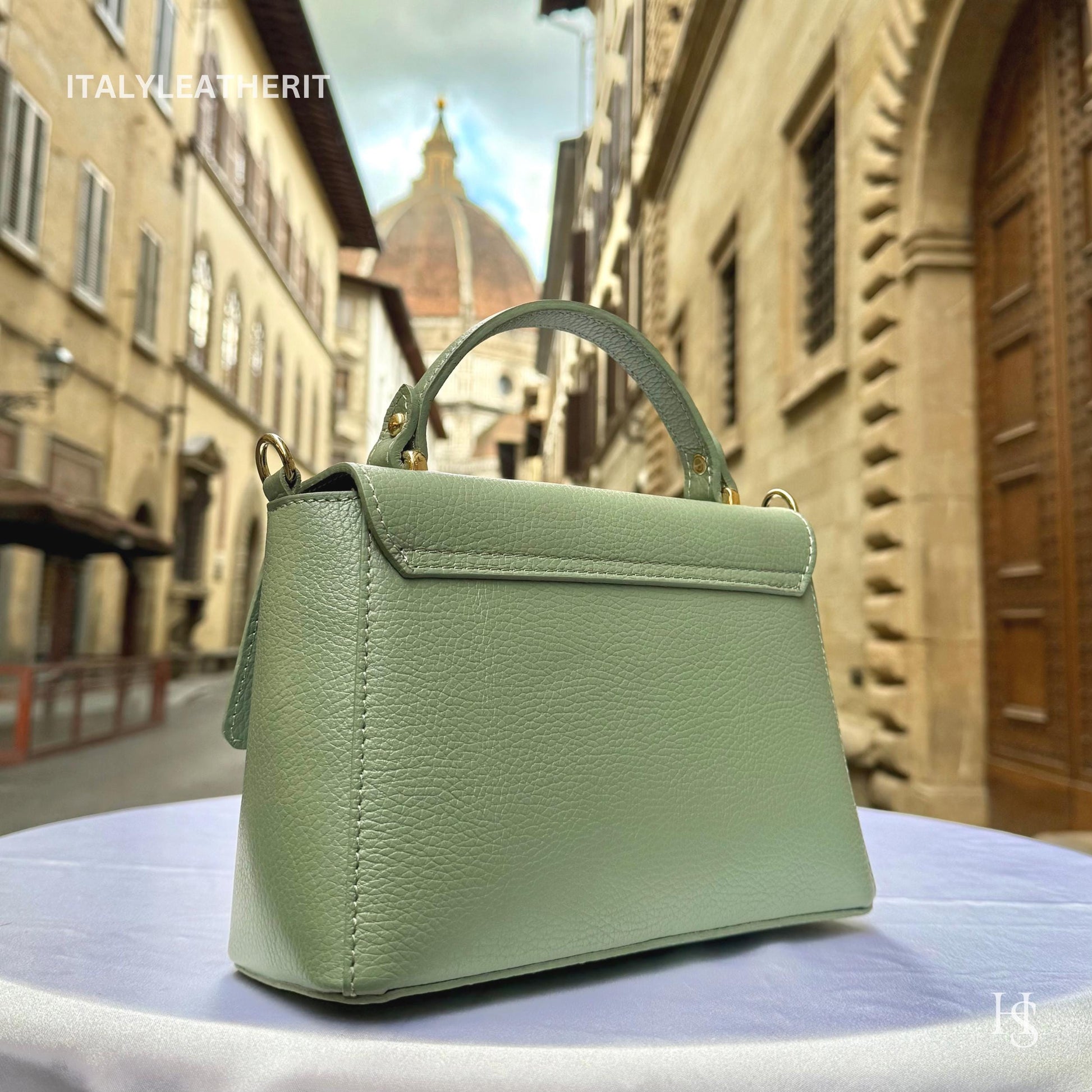 Italian Handmade Leather Bags for Women | Elegant Leather Tote from Florence with Bee-Shaped Accessory Clasp Closure