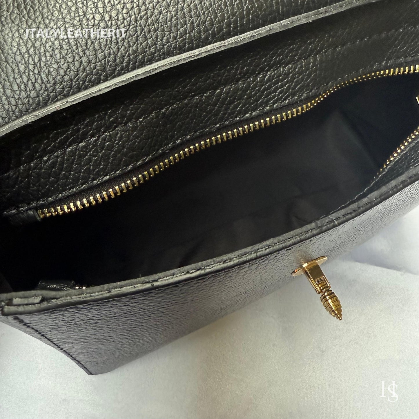 Italian Handmade Leather Bags for Women | Elegant Leather Tote from Florence with Bee-Shaped Accessory Clasp Closure