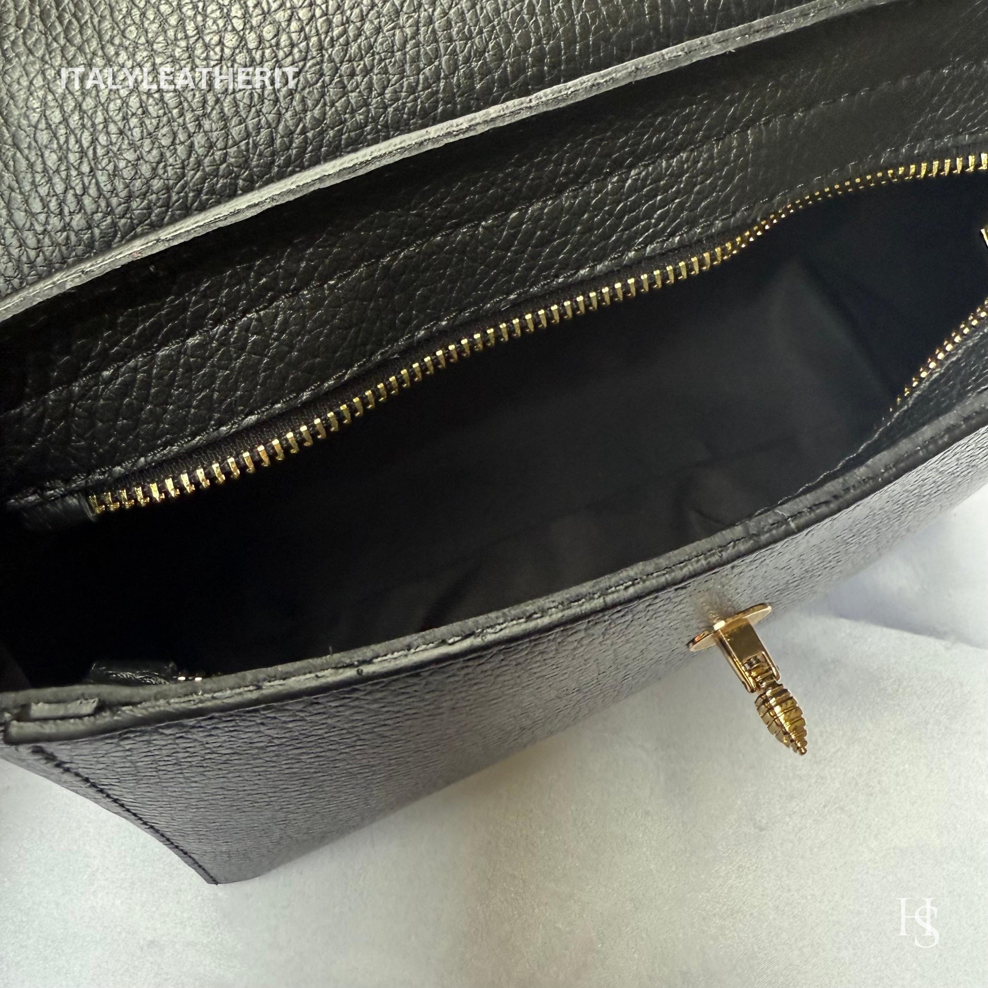 Italian Handmade Leather Bags for Women | Elegant Leather Tote from Florence with Bee-Shaped Accessory Clasp Closure