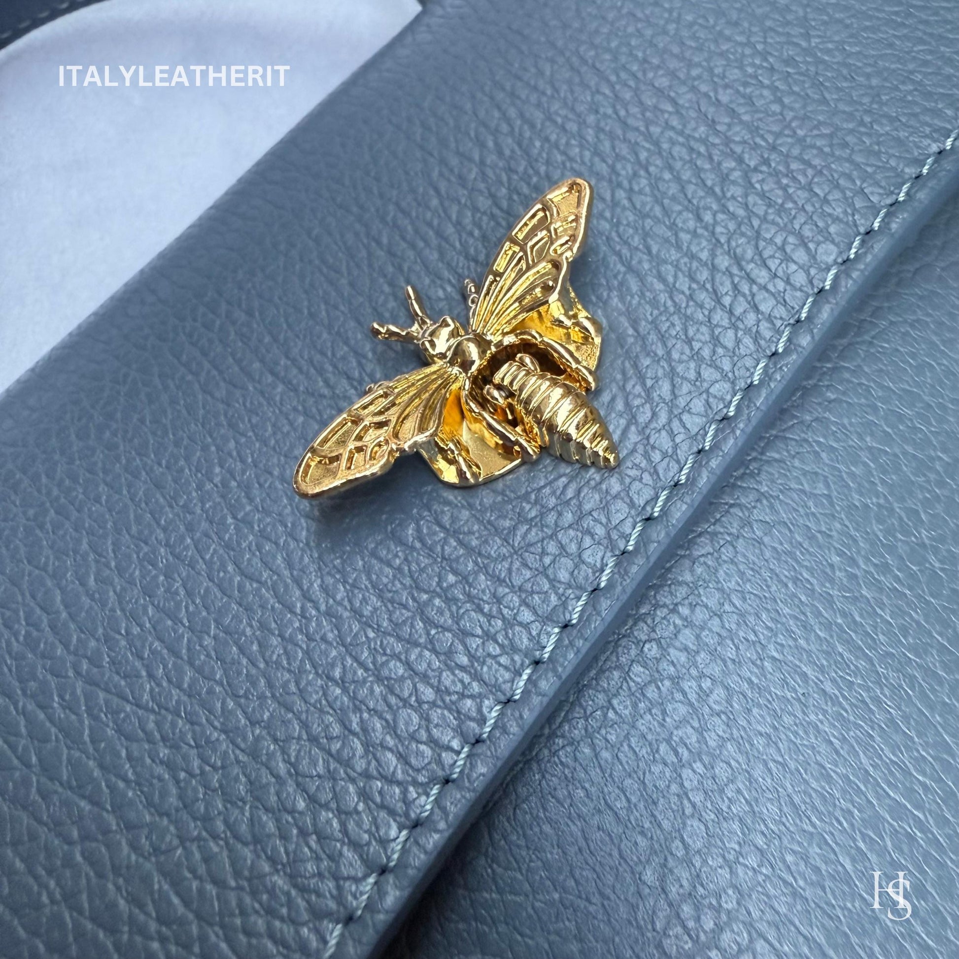 Italian Handmade Leather Bags for Women | Elegant Leather Tote from Florence with Bee-Shaped Accessory Clasp Closure