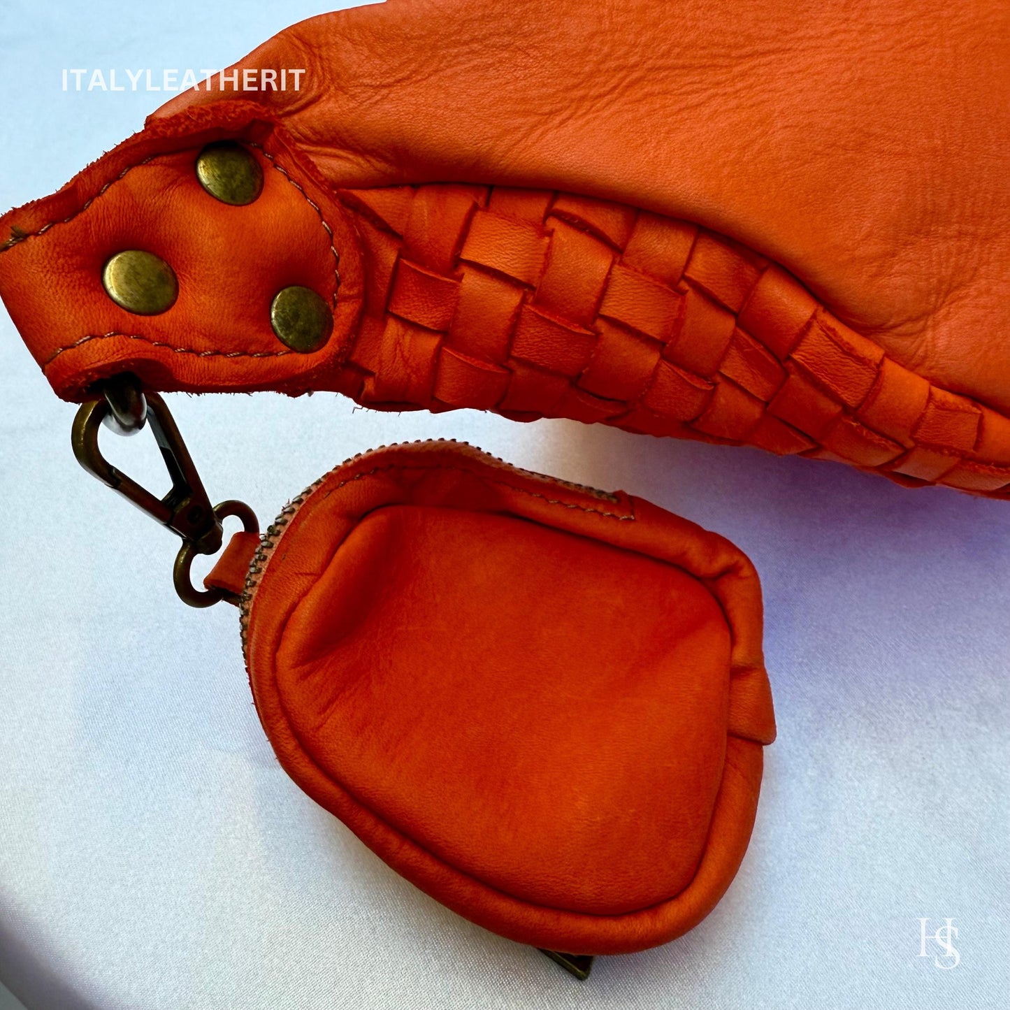 Italian Handmade Leather Sling Bag for Unisex Made In Italy from Florence | Waist Bag, orang bag