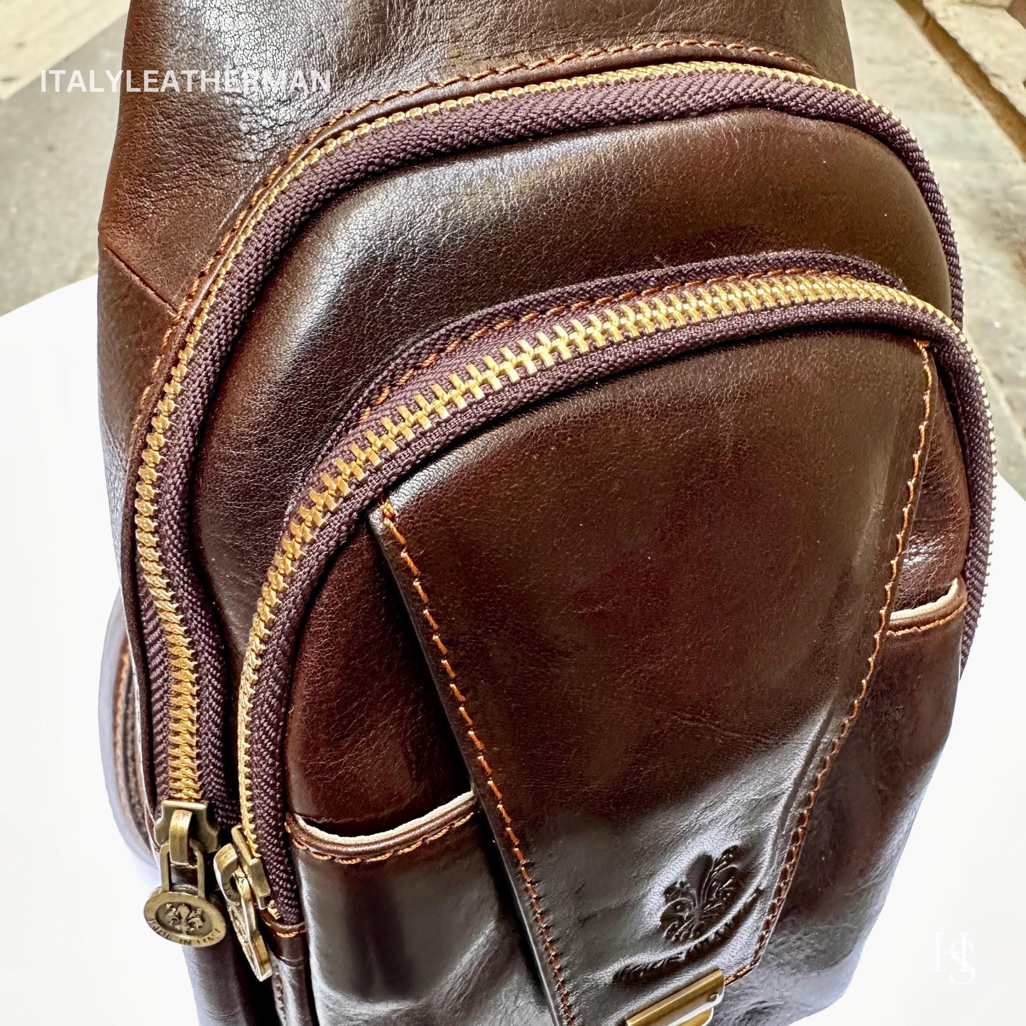 Italian Handmade Leather Sling Bag for Unisex Made In Italy from Florence | Waist Bag