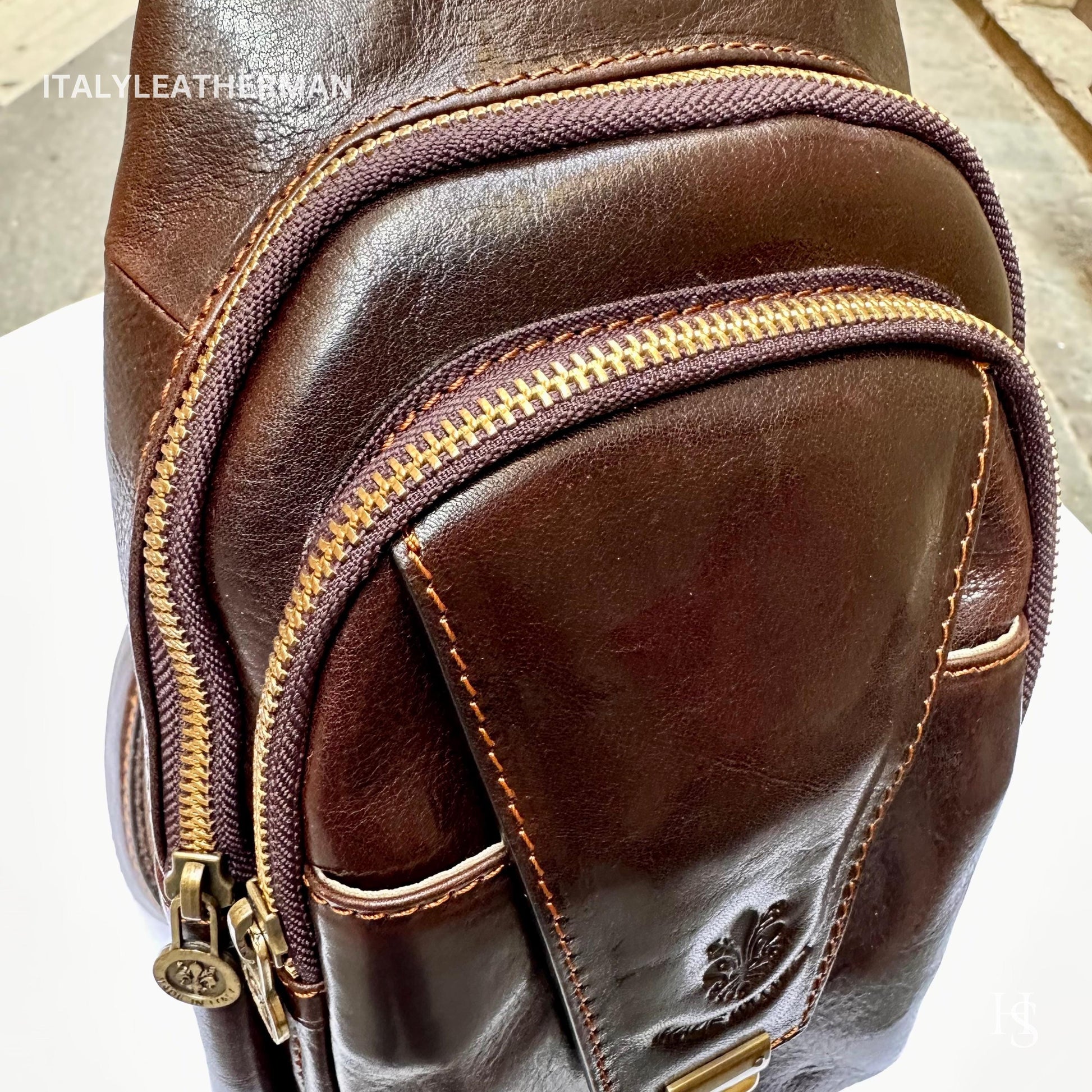 Italian Handmade Leather Sling Bag for Unisex Made In Italy from Florence | Waist Bag