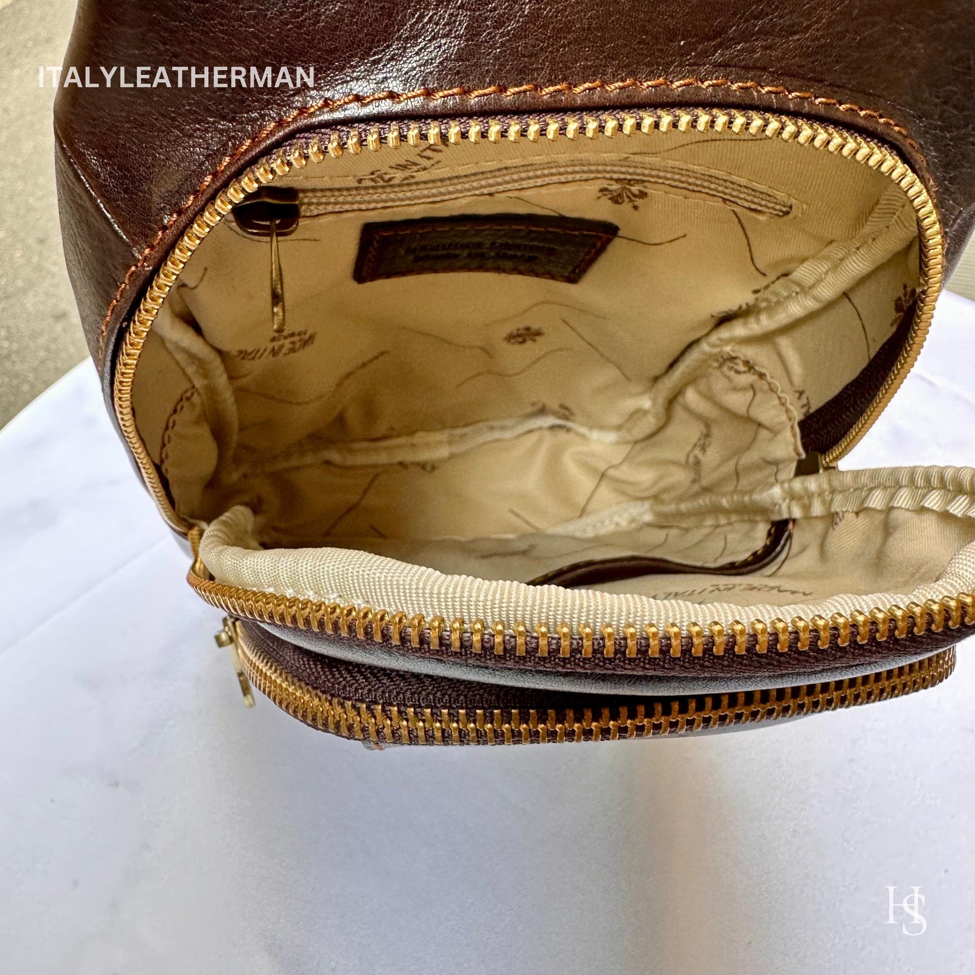Italian Handmade Leather Sling Bag for Unisex Made In Italy from Florence | Waist Bag