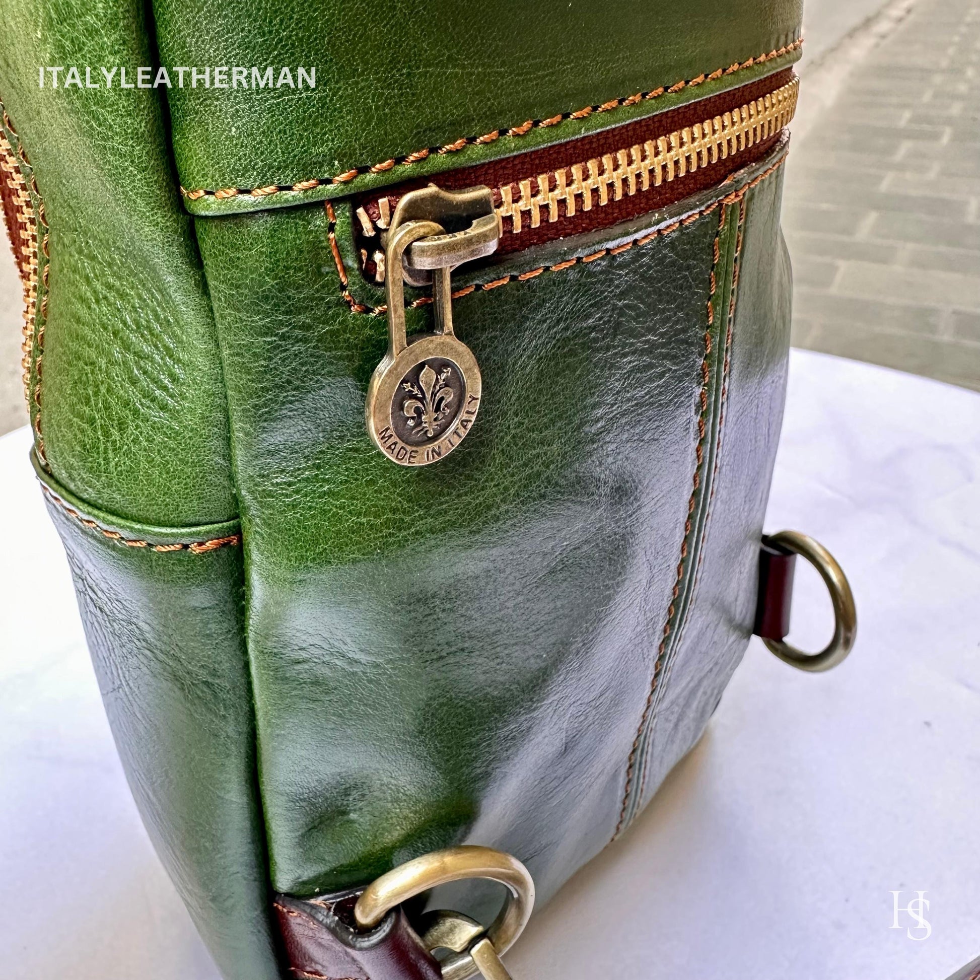 Italian Handmade Leather Sling Bag for Unisex Made In Italy from Florence | Waist Bag, gifts for him