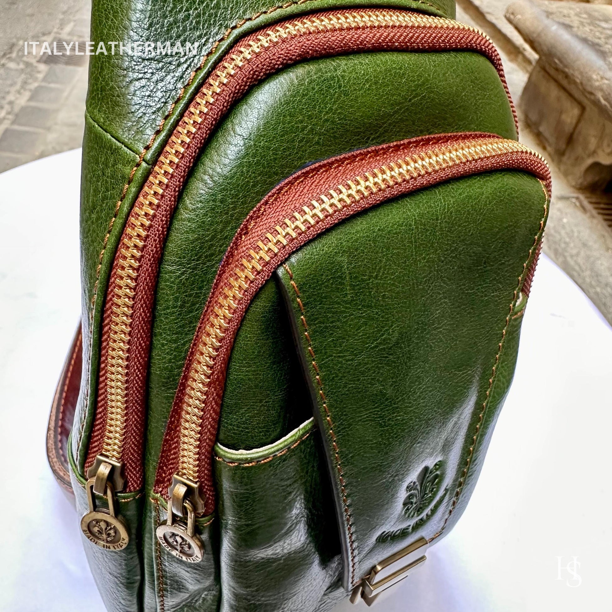 Italian Handmade Leather Sling Bag for Unisex Made In Italy from Florence | Waist Bag, gifts for him