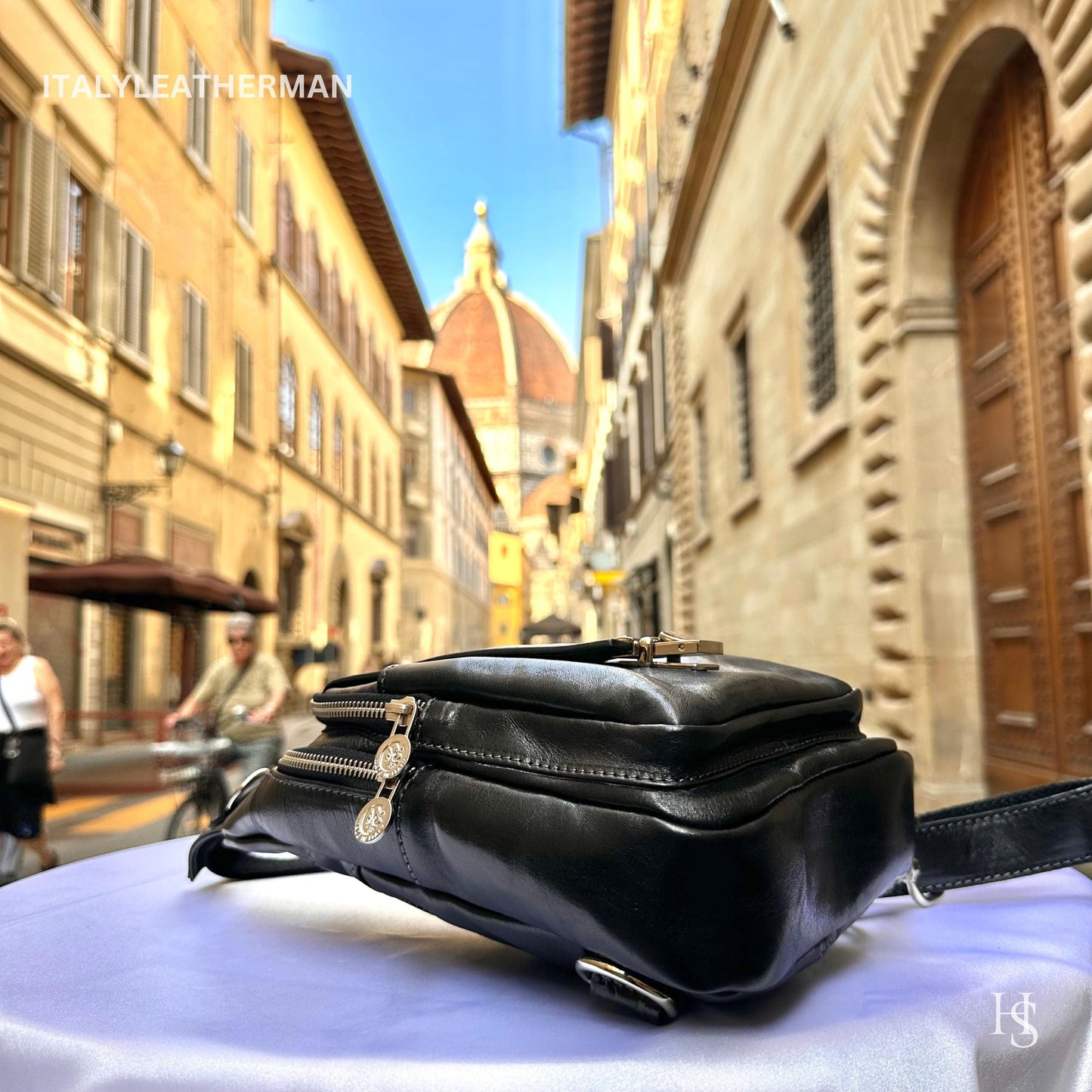 Italian Handmade Leather Sling Bag for Unisex Made In Italy from Florence | Waist Bag